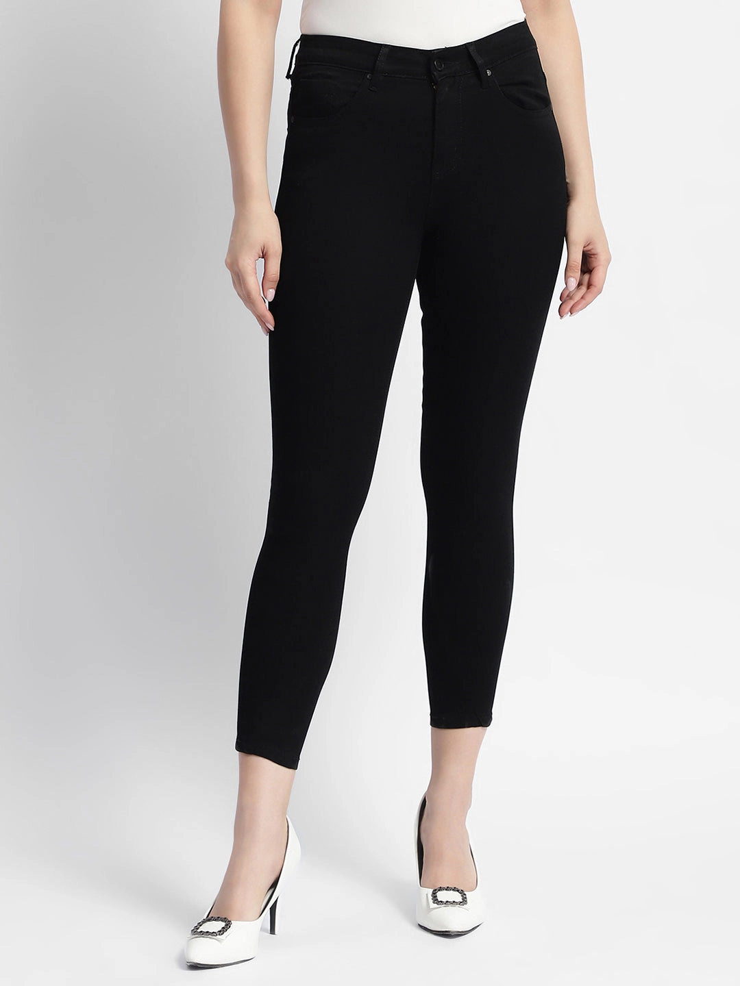 Madame Black Mid Rise Skinny Fit Denim Jeans Style Neutral