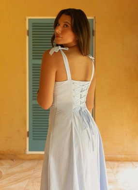 Adela Midi Dress - Blue Shape Retention Flexible Design