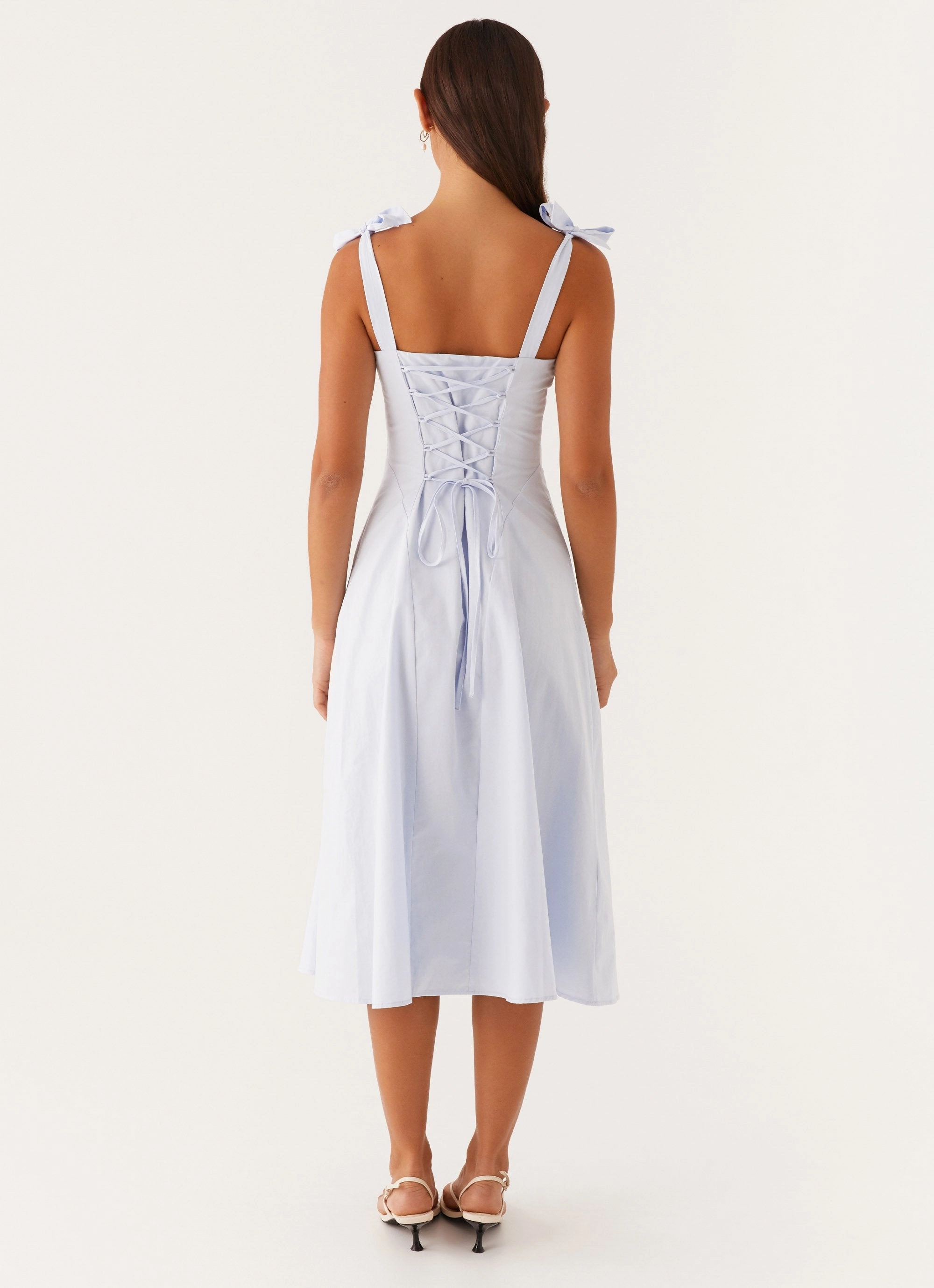 Flattering Silhouette Wear Casual Chic Wear Adela Midi Dress - Blue