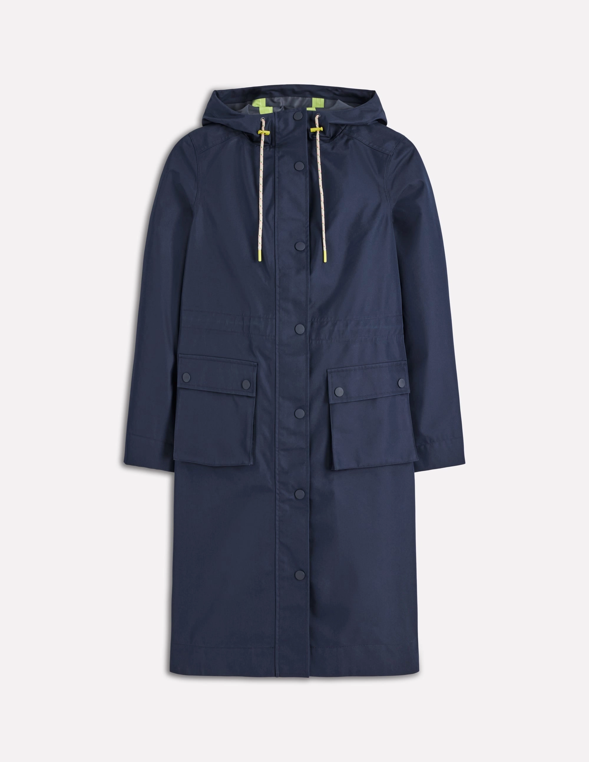 Longline Rain Mac-Navy Colourblock Modern City Outfit Stylish Chill Piece