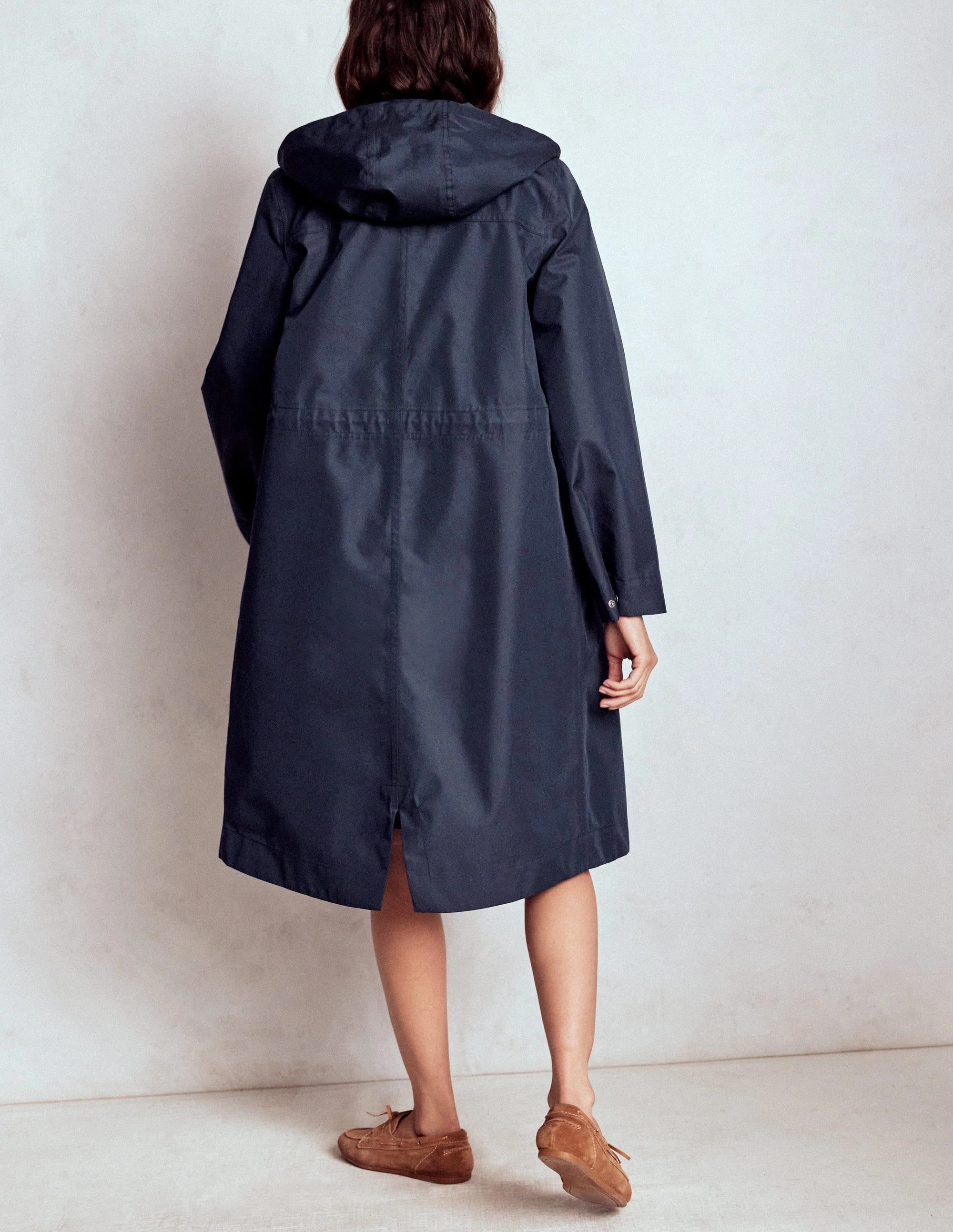 Longline Rain Mac-Navy Colourblock SiliconeGrip Seam Sealed Construction