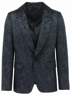 Black Paisley Shawl Lapel Dinner Jacket Temperature Regulating Lining Lightweight Material
