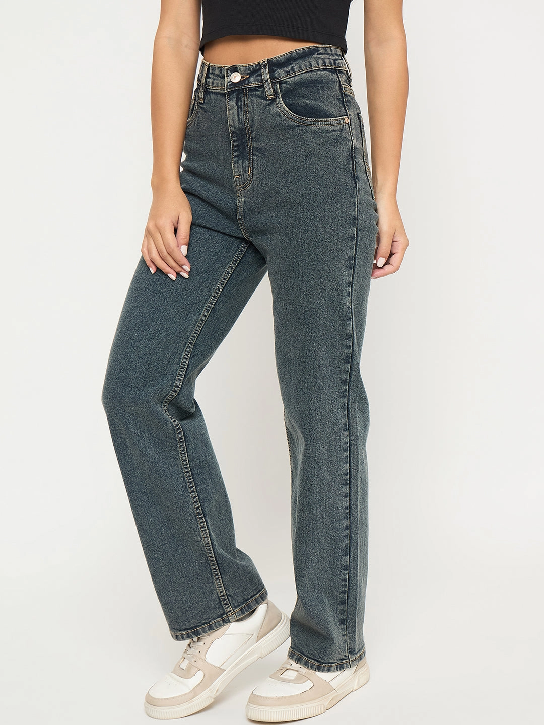 Madame Acid Wash Tinted Yellow Cotton Blend Jeans Popular Option