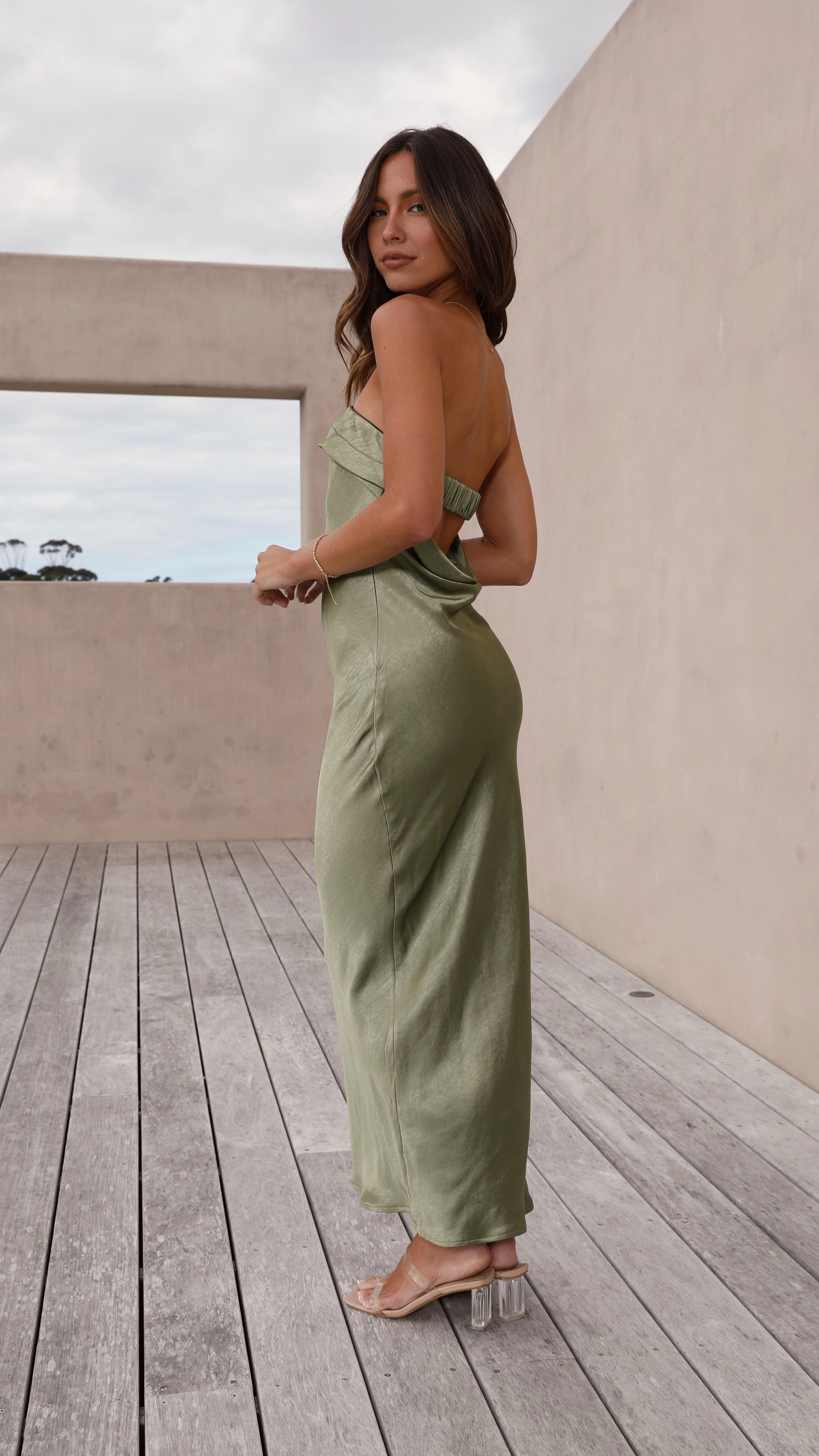 Bohemian style Versatile party outfit Gisele Maxi Dress - Olive