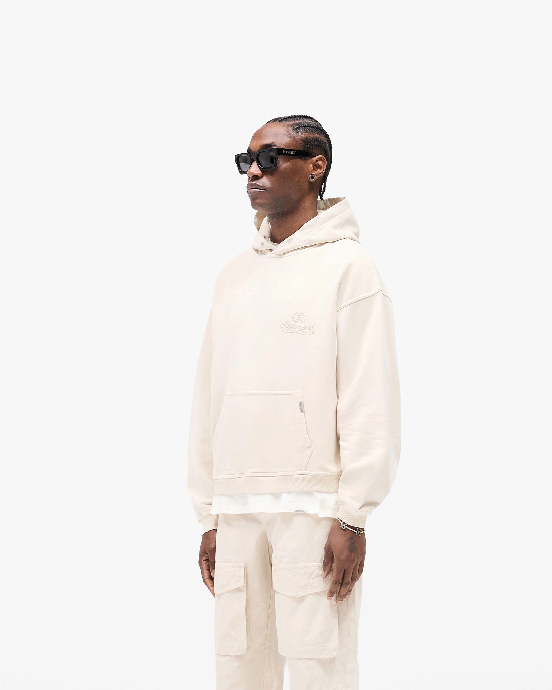 Drop Shoulder Grand Vintage Hoodie - Champagne