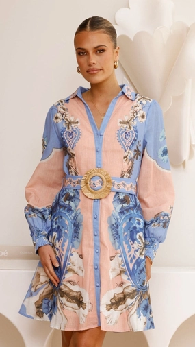 Atiah Mini Dress - Willow Blue Lightweight Fabric