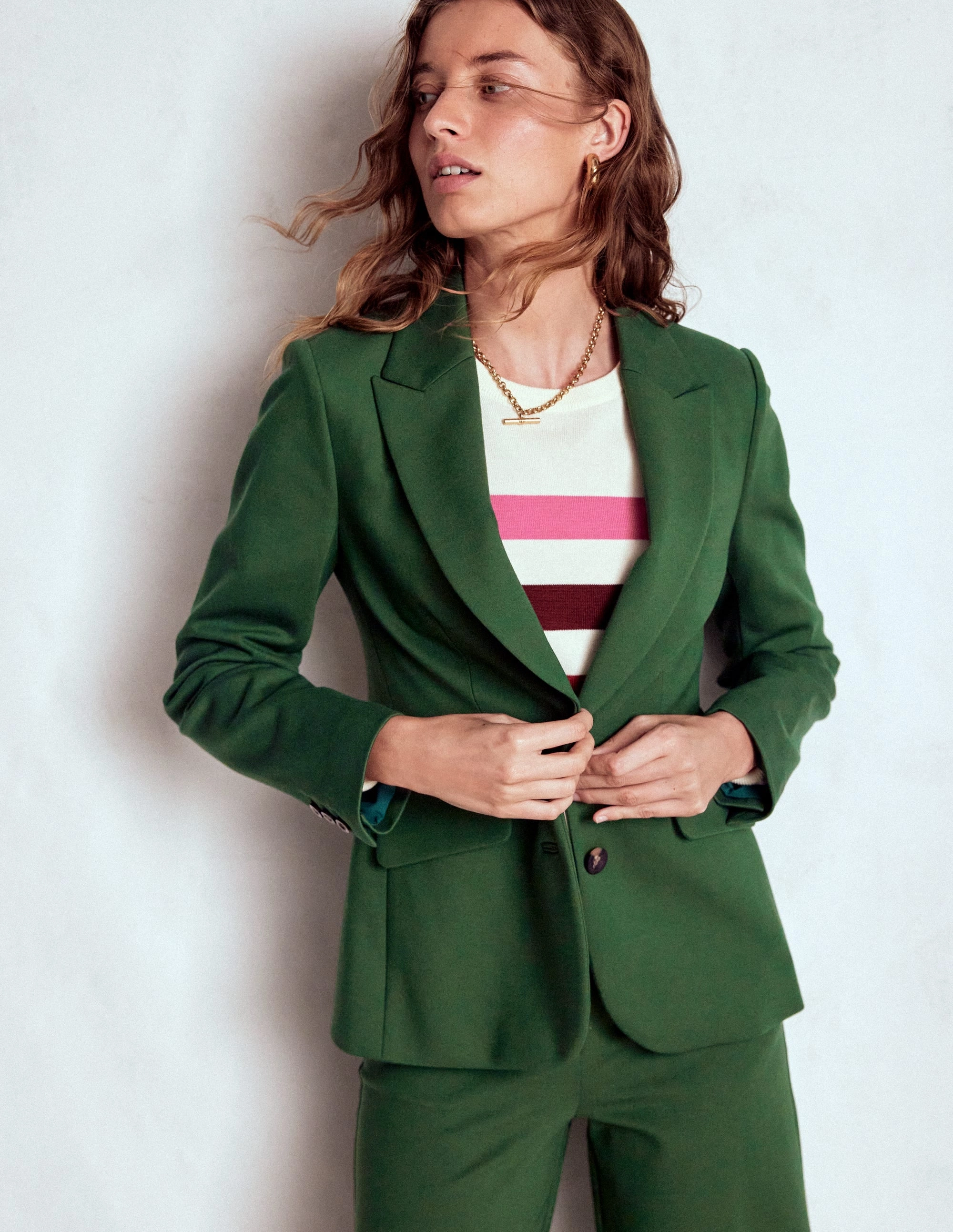 Marylebone Ponte Blazer-Hunter green Quick Release Buckle Mechanism Odor Control Treatment