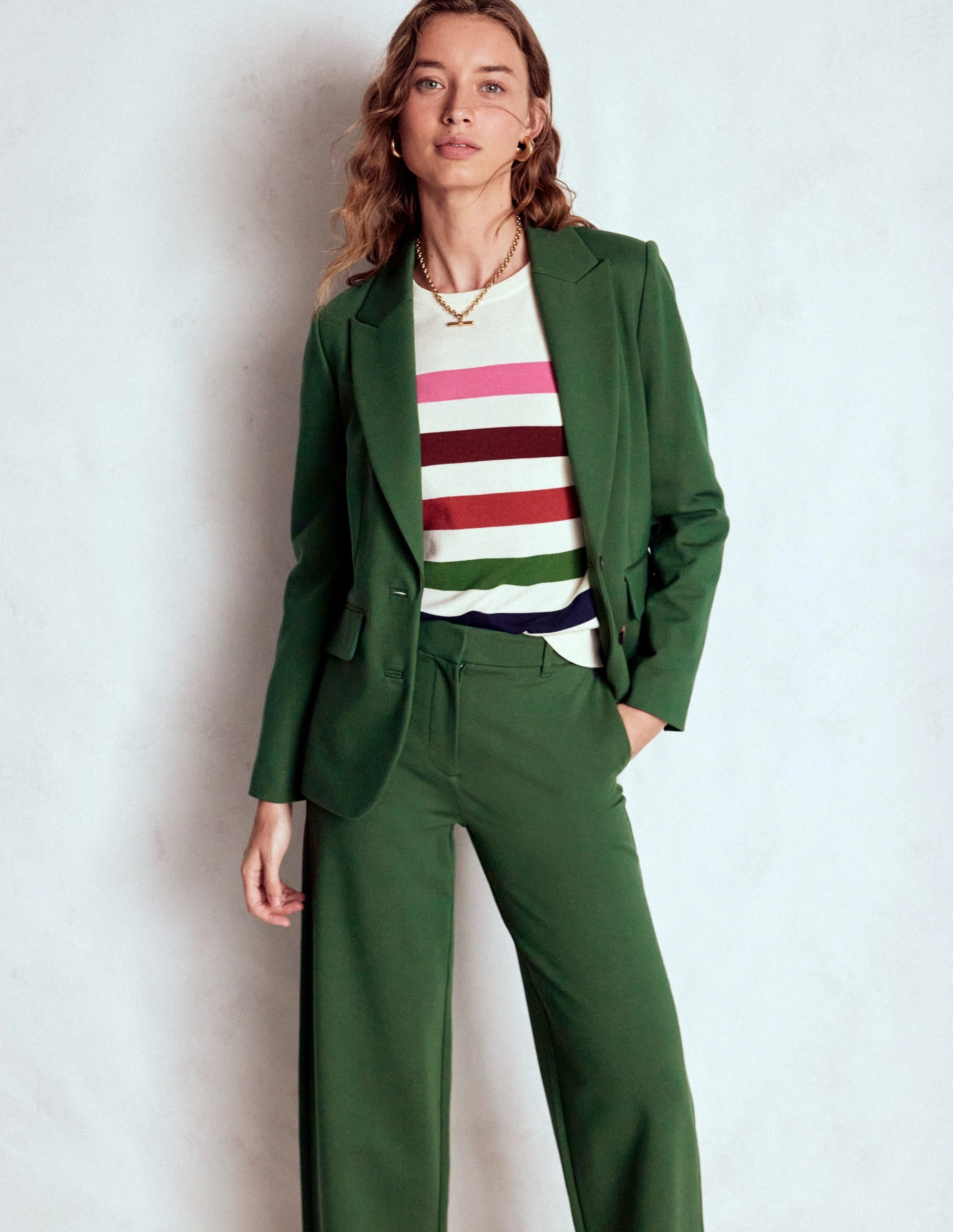 Marylebone Ponte Blazer-Hunter green Sporty Touch InterchangeableLining