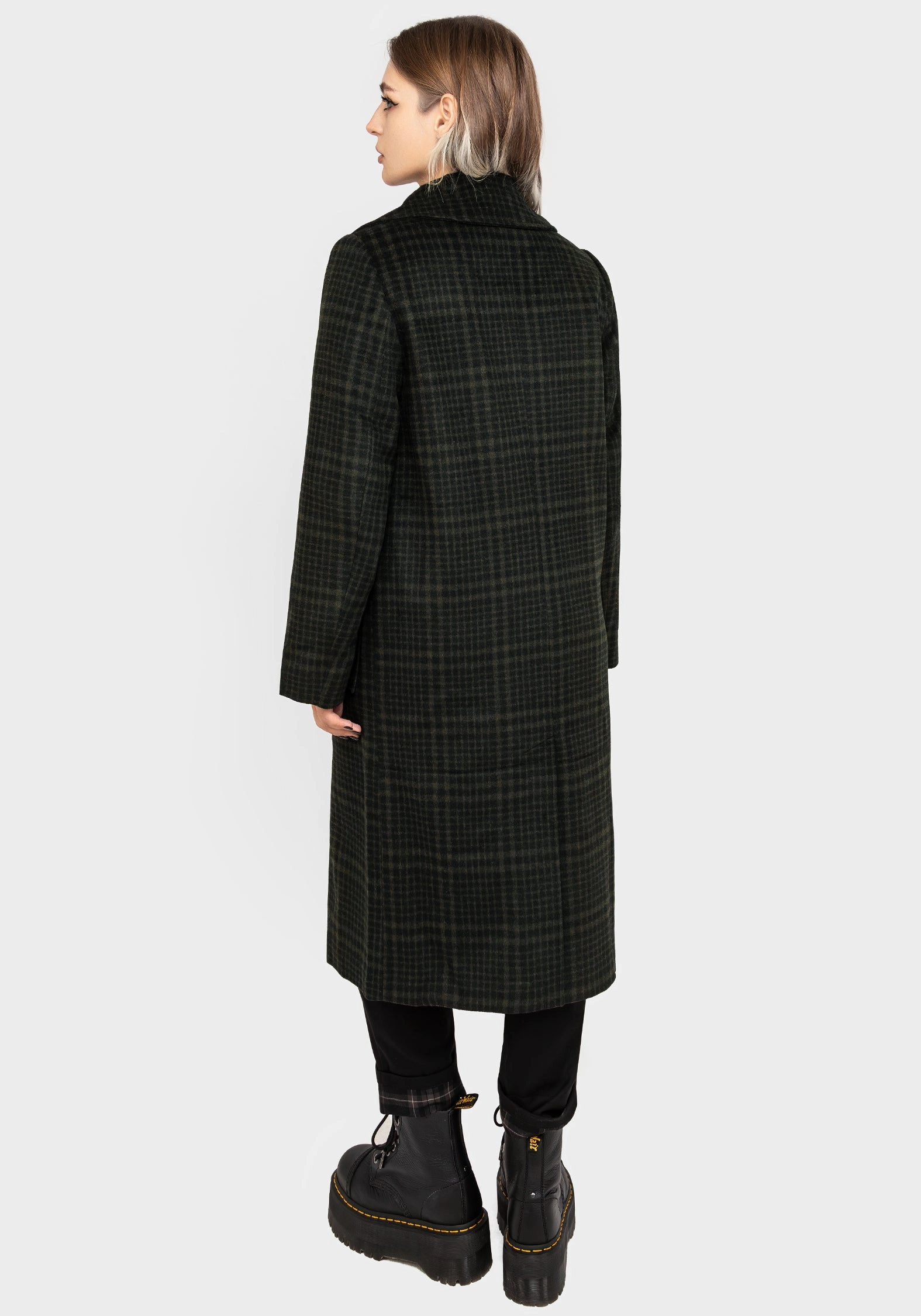 Vegan Safe Jackdaw Check Wool Blend Duster Coat