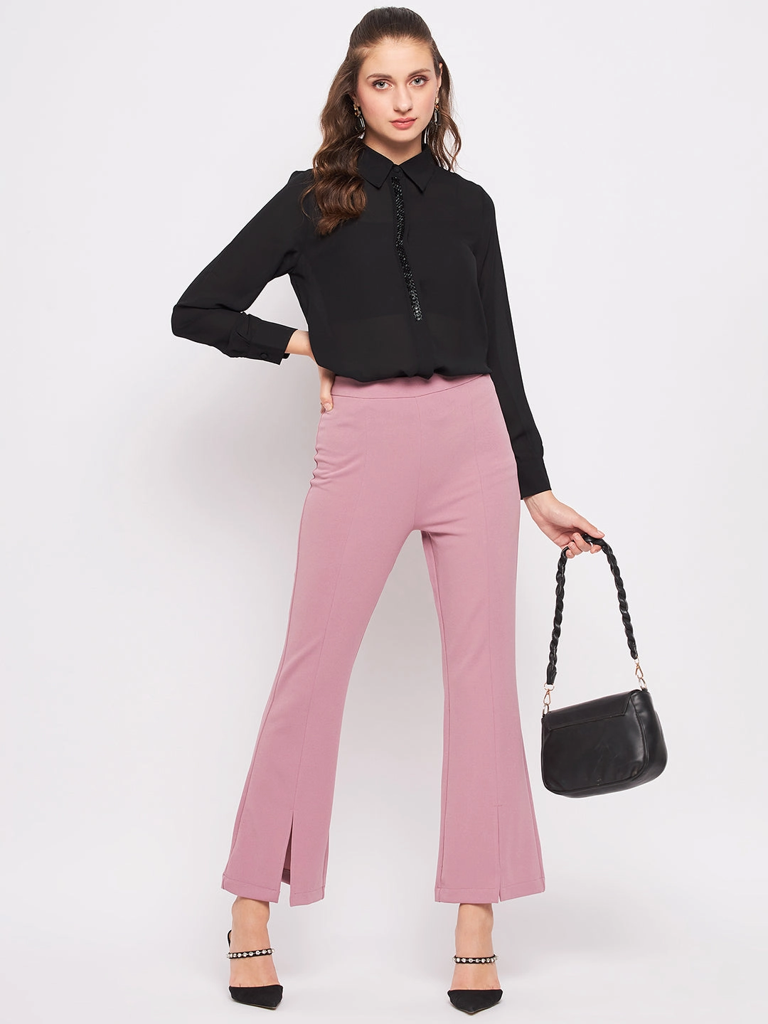 Madame Black Embellished Shirt formal dinner