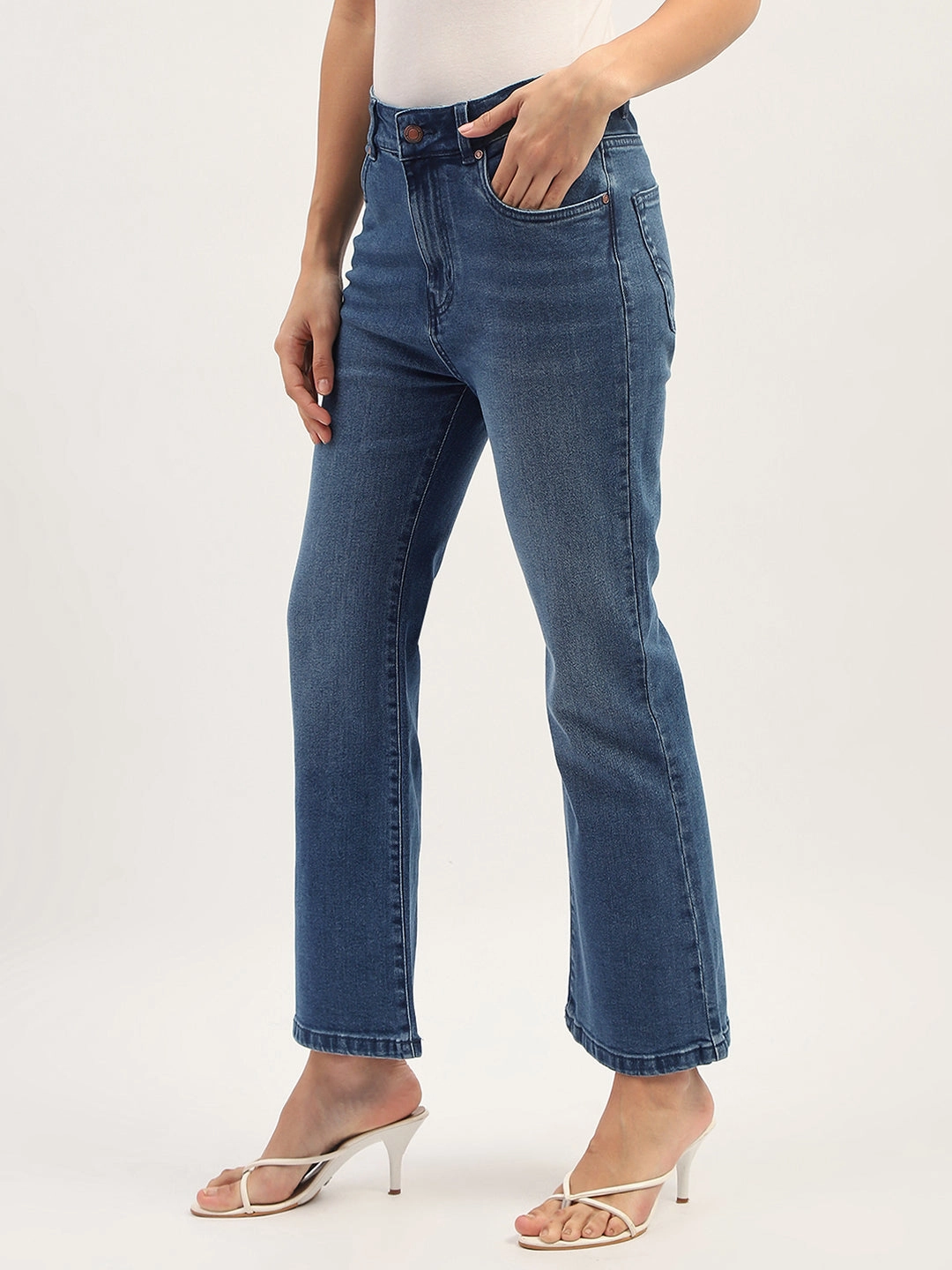 Madame Dark Blue Straight Fit Cotton Denim Layer Staple