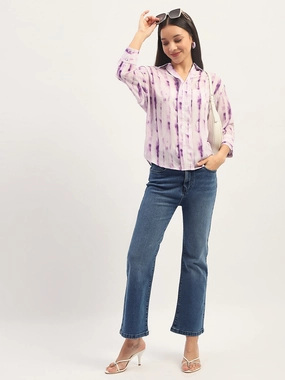 Textured Family Style Autumn Days Chill Attire Madame Dark Blue Straight Fit Cotton Denim