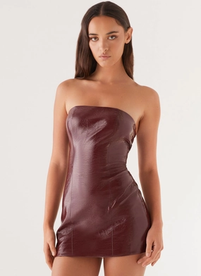 Big Shot Strapless Mini Dress - Merlot Calm Flow
