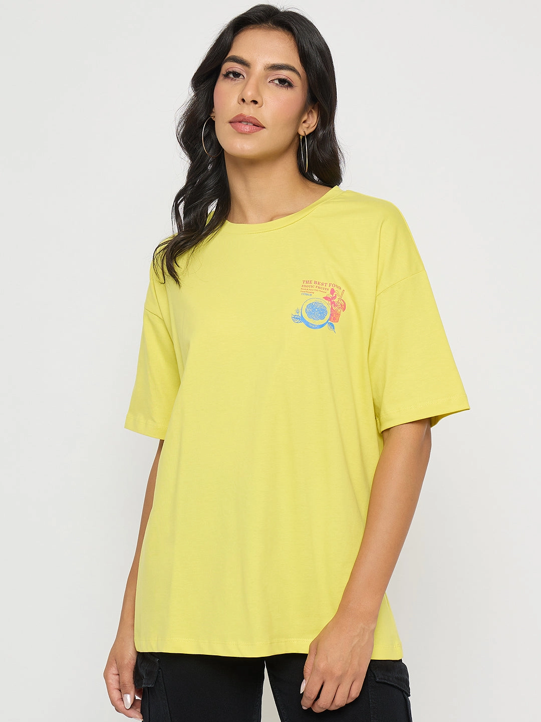 Quality Layer Madame Front and Back Graphic Print Yellow T-Shirt