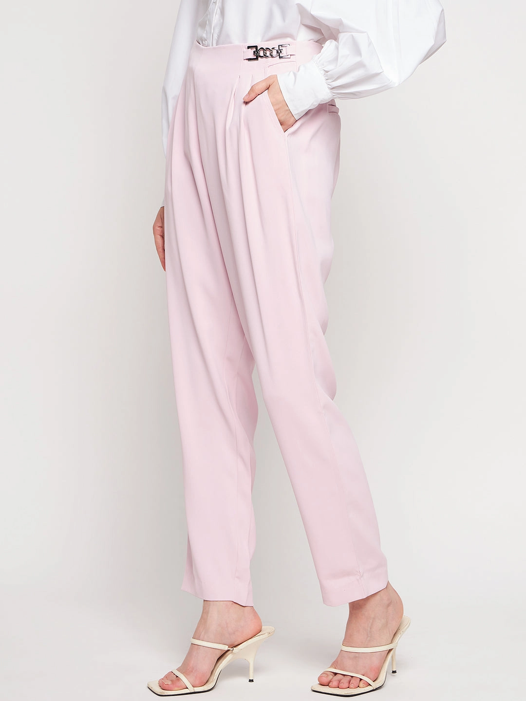 Madame Pink Tapered Trousers Active Comfort Fit