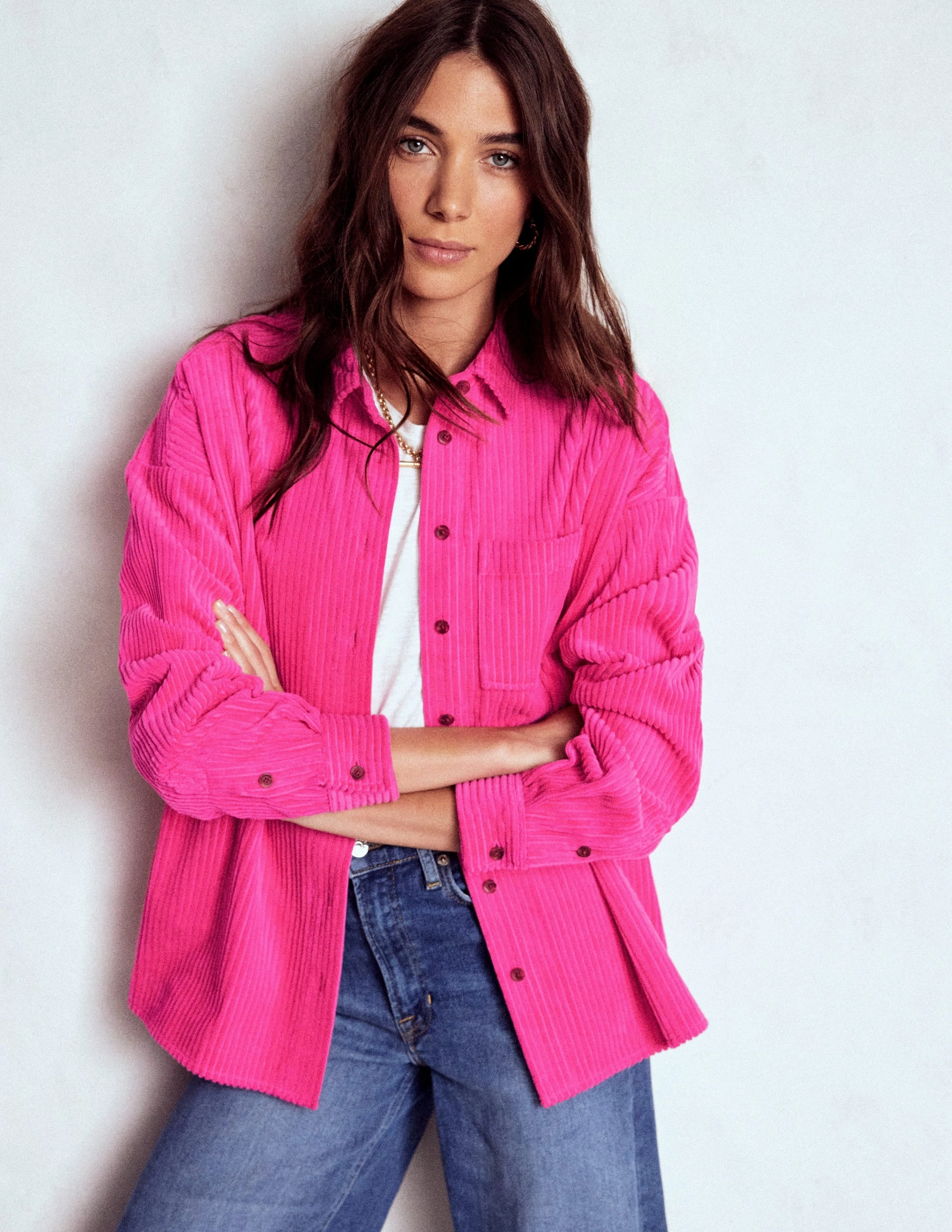 Cord Overshirt-Pink Peony ZeroWaste Construction EthicallySourcedMaterial