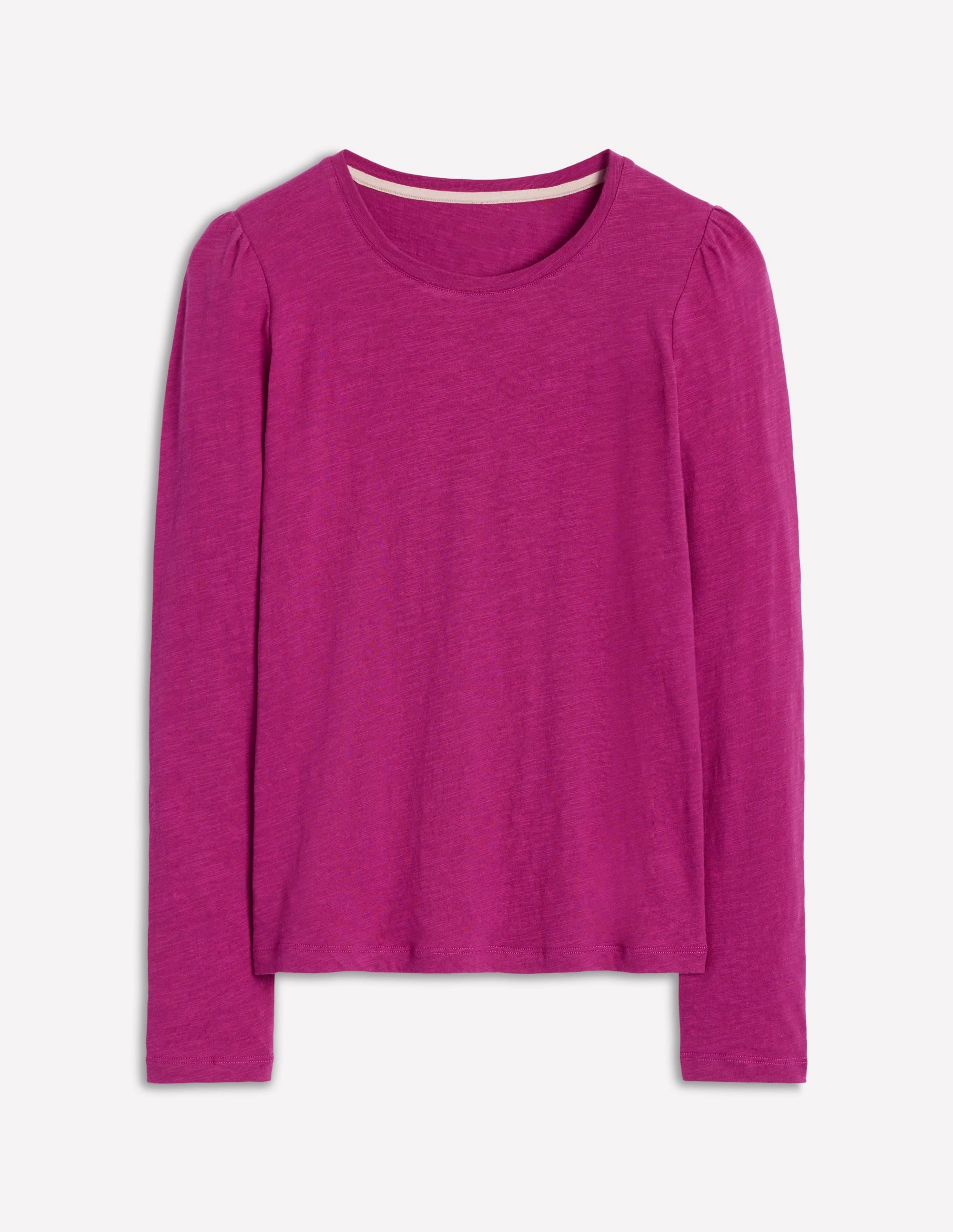 Cotton Crew Long Sleeve Top-Rich Magenta Earthy Tone Colorways