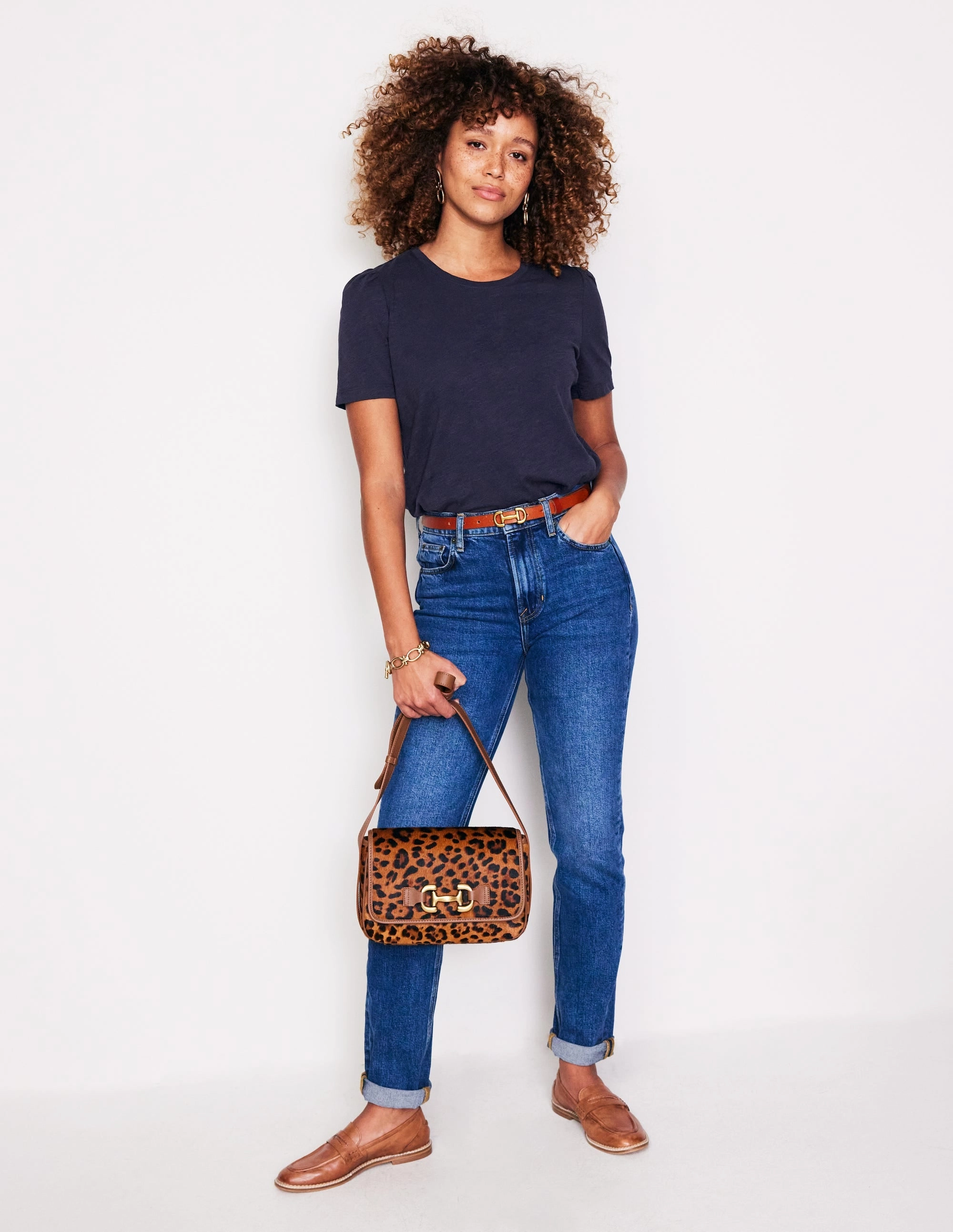QuickDrySystem Cotton Puff Sleeve T-Shirt-Navy