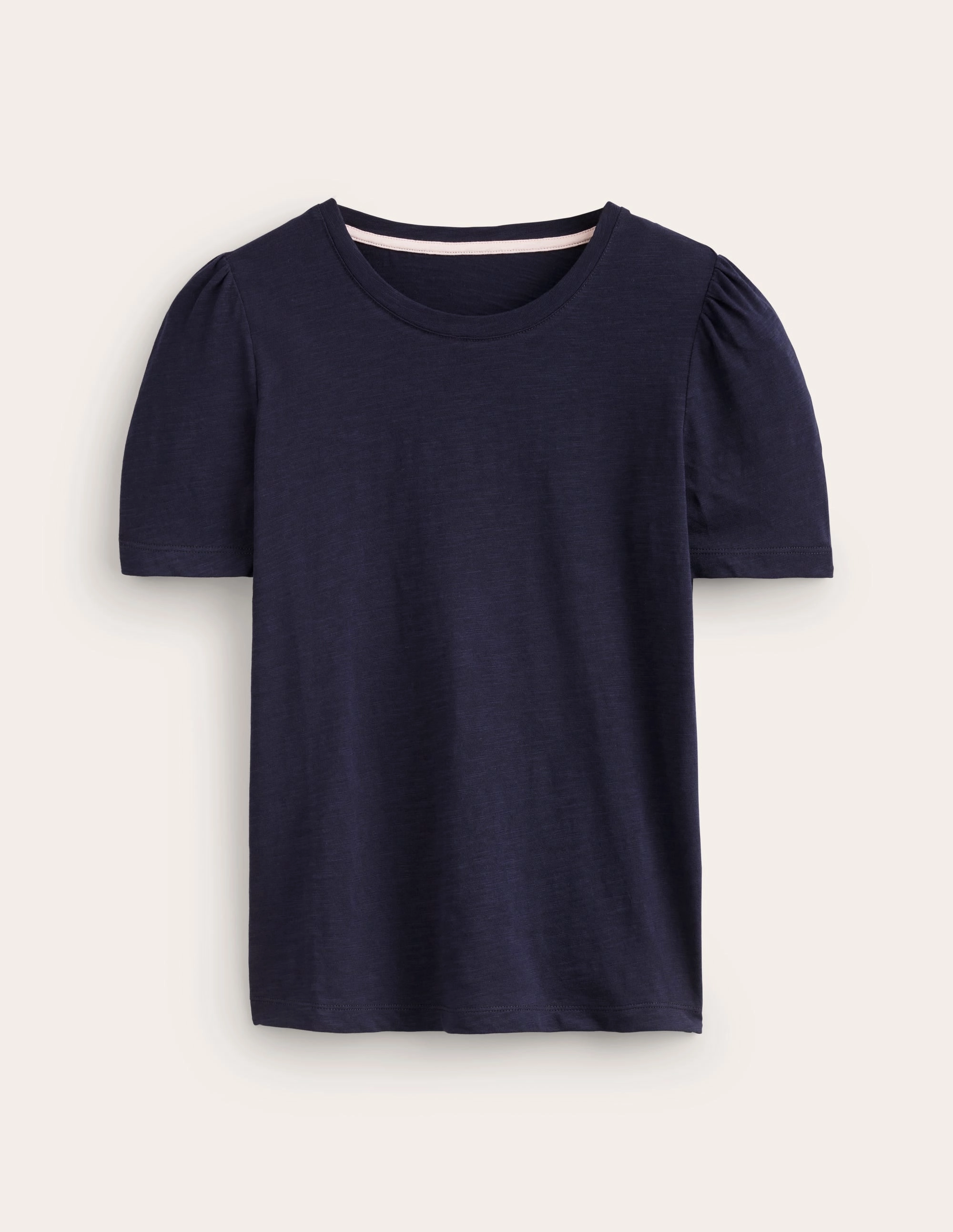 Cotton Puff Sleeve T-Shirt-Navy Friction Resistant Finish