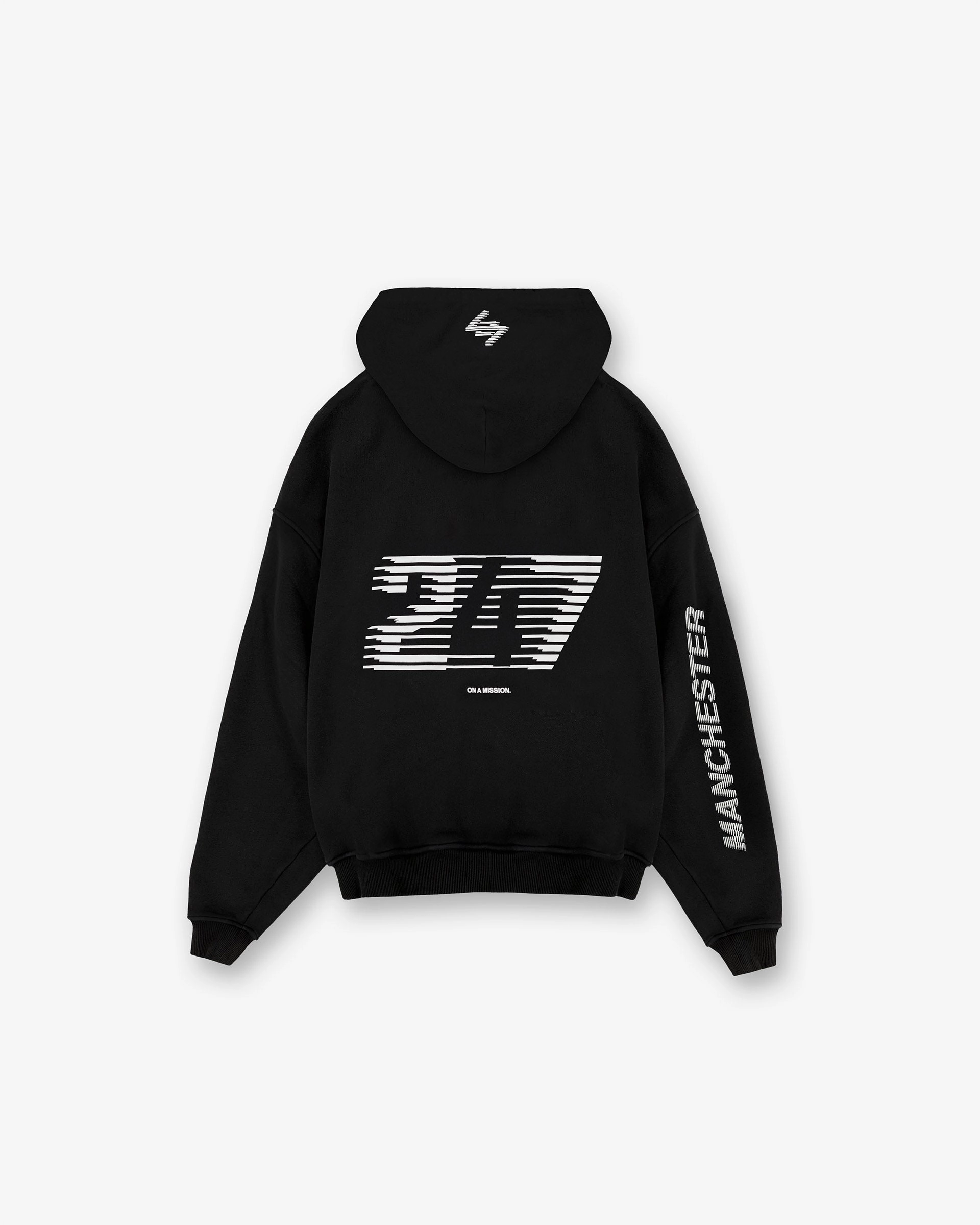 Leather Accents 247?Manchester Hoodie - Black