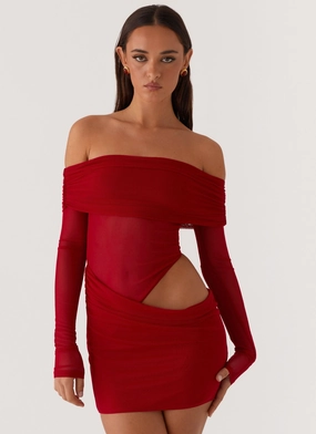 No Doubt Mini Dress - Red Smart Casual Seamless Finish