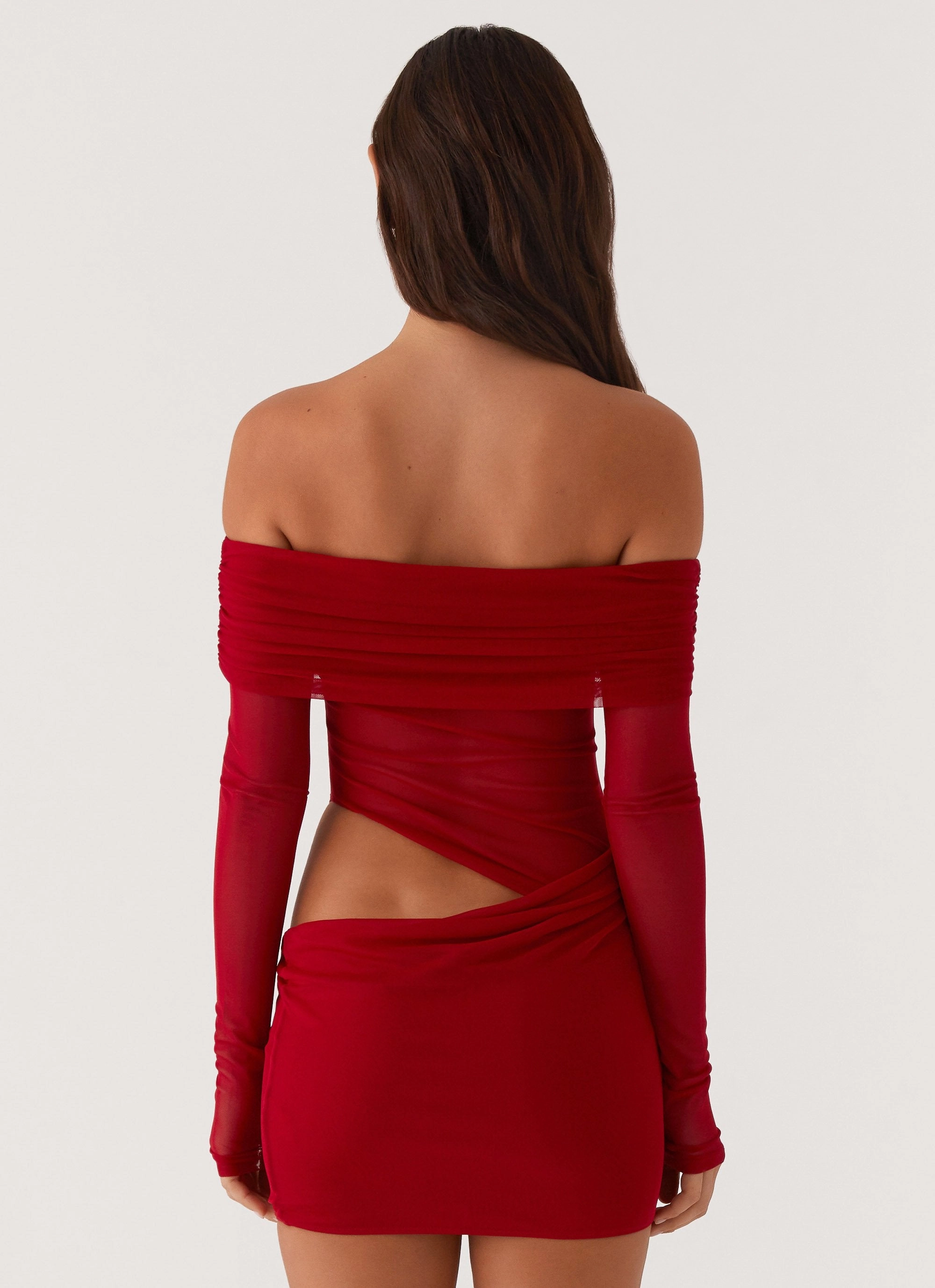 No Doubt Mini Dress - Red Silky Drape