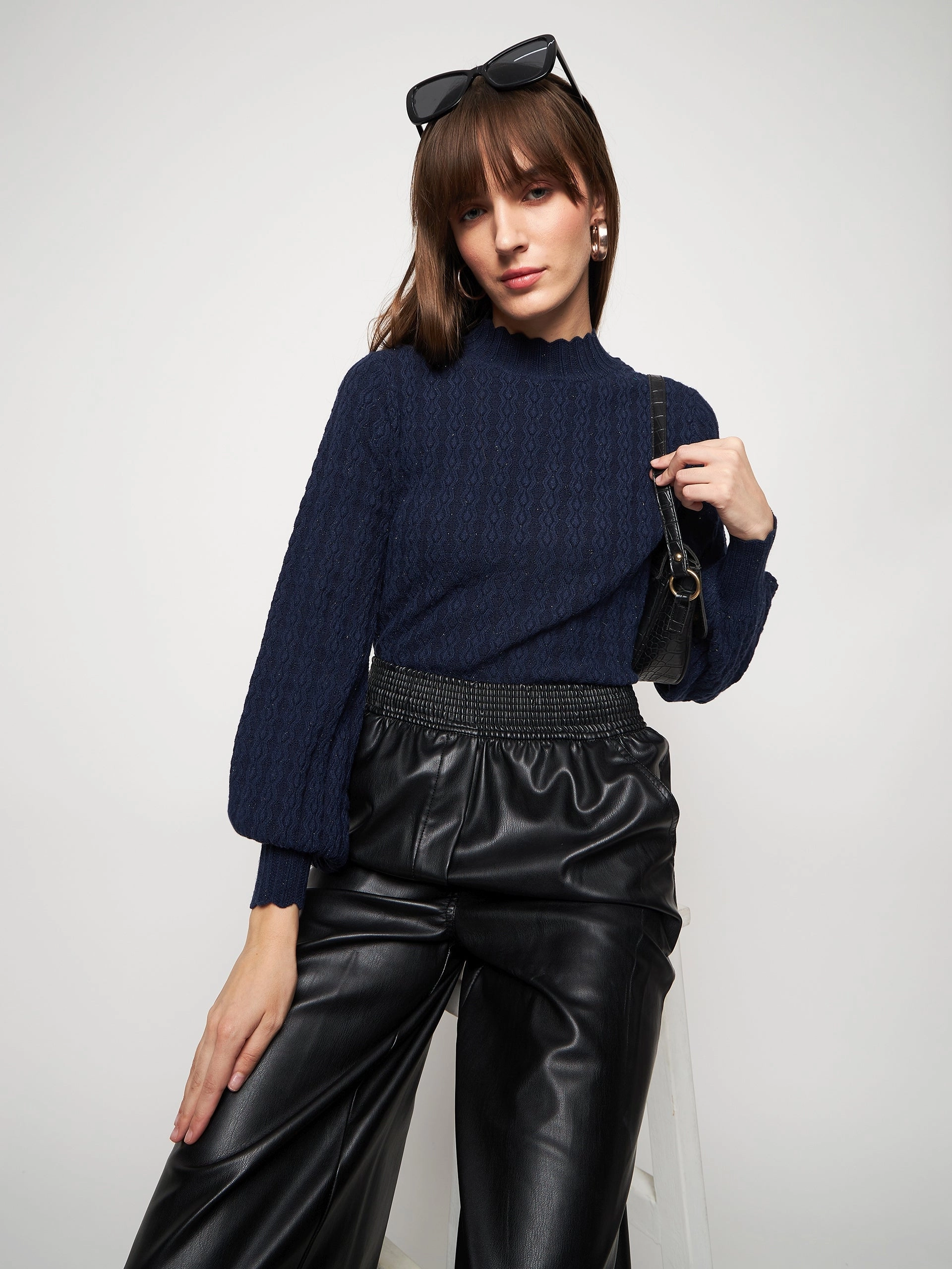 Madame Navy Pull-On Sweater Premium Cotton Blend