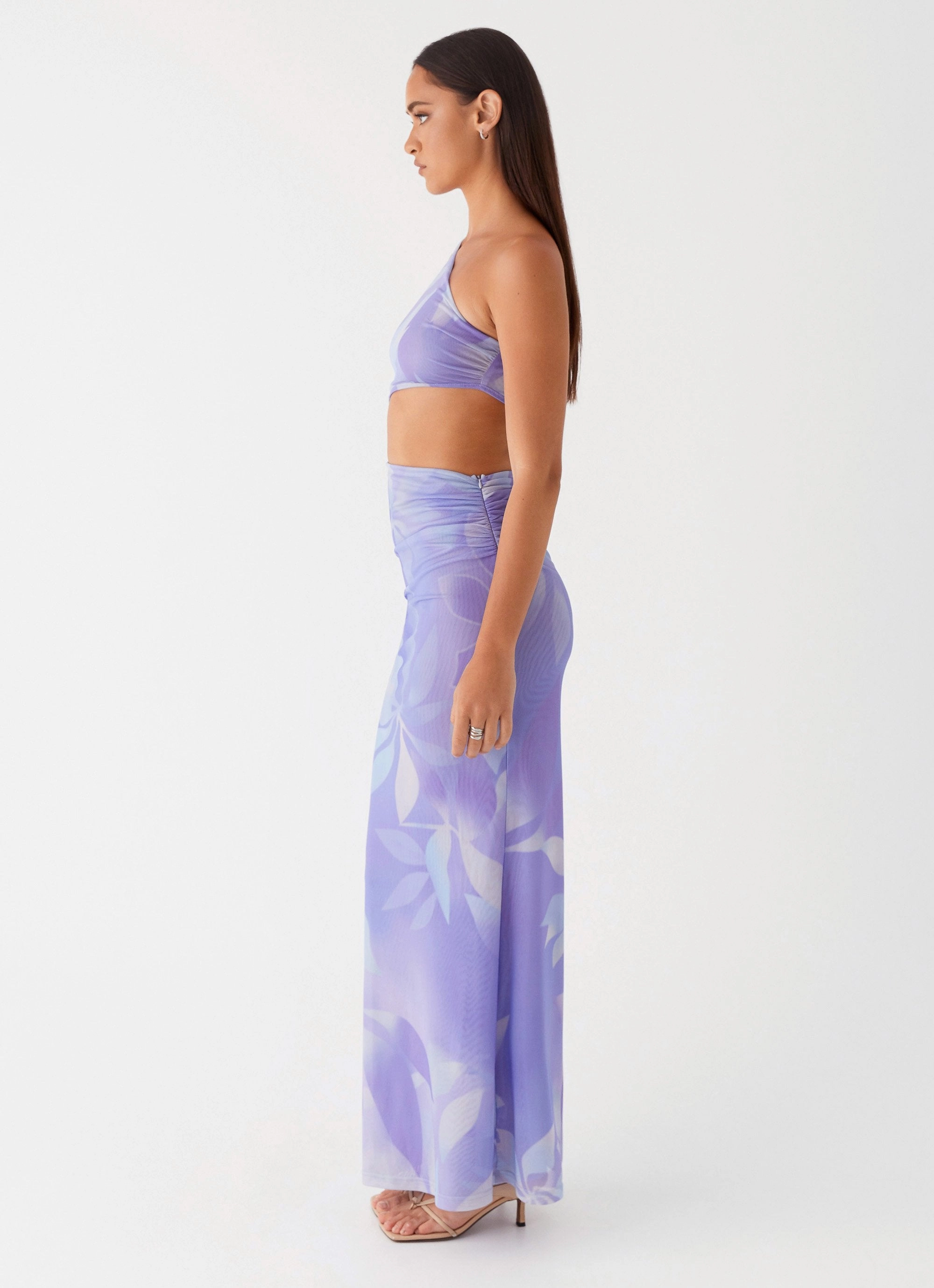 Timeless fitted silhouette Shadows In The Sun Mesh Maxi Dress - Purple Rain