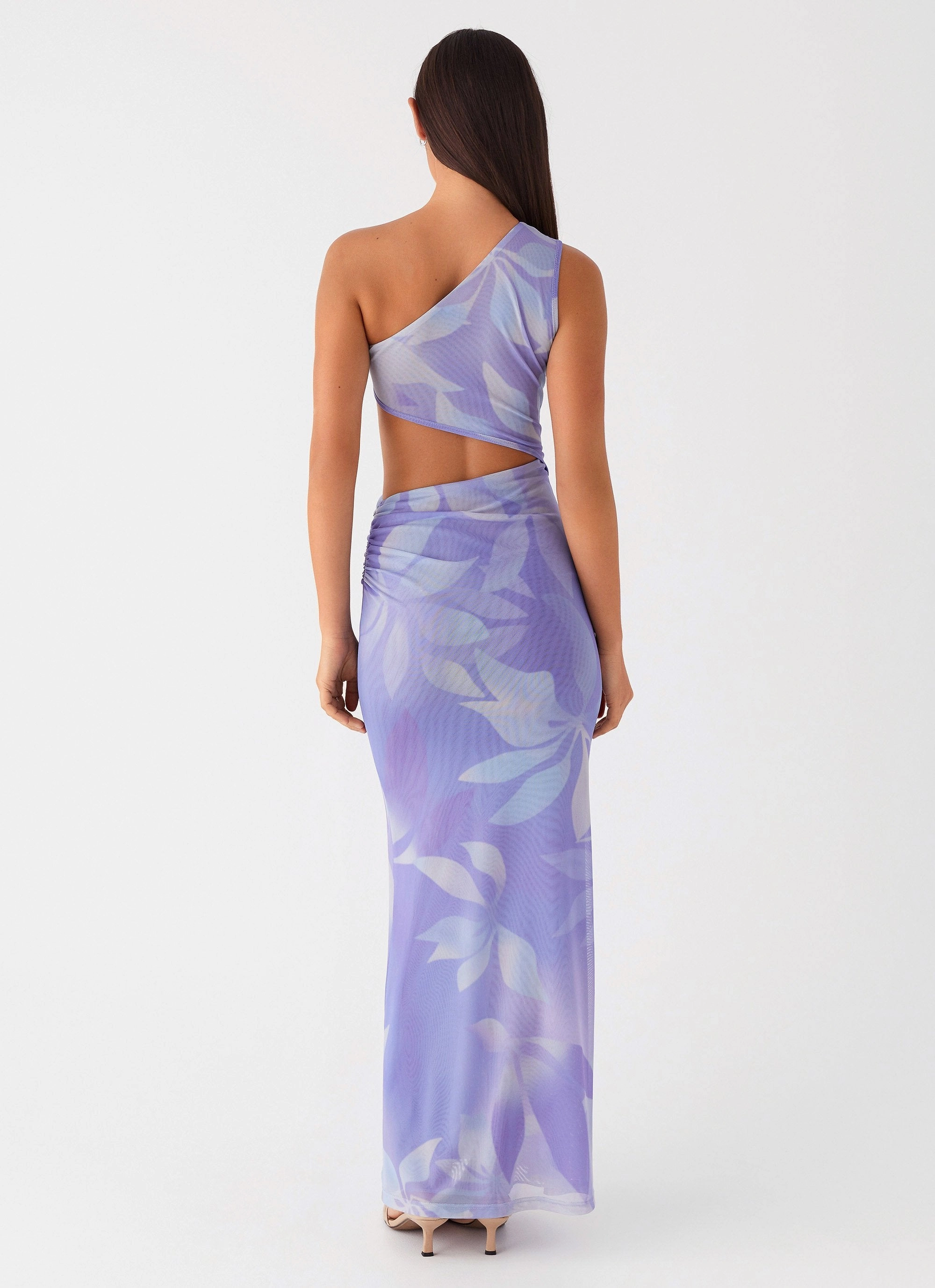 Shadows In The Sun Mesh Maxi Dress - Purple Rain Slit Detail Vacation Vibes