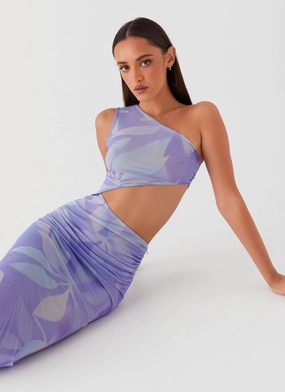 Edgy vibes Shadows In The Sun Mesh Maxi Dress - Purple Rain