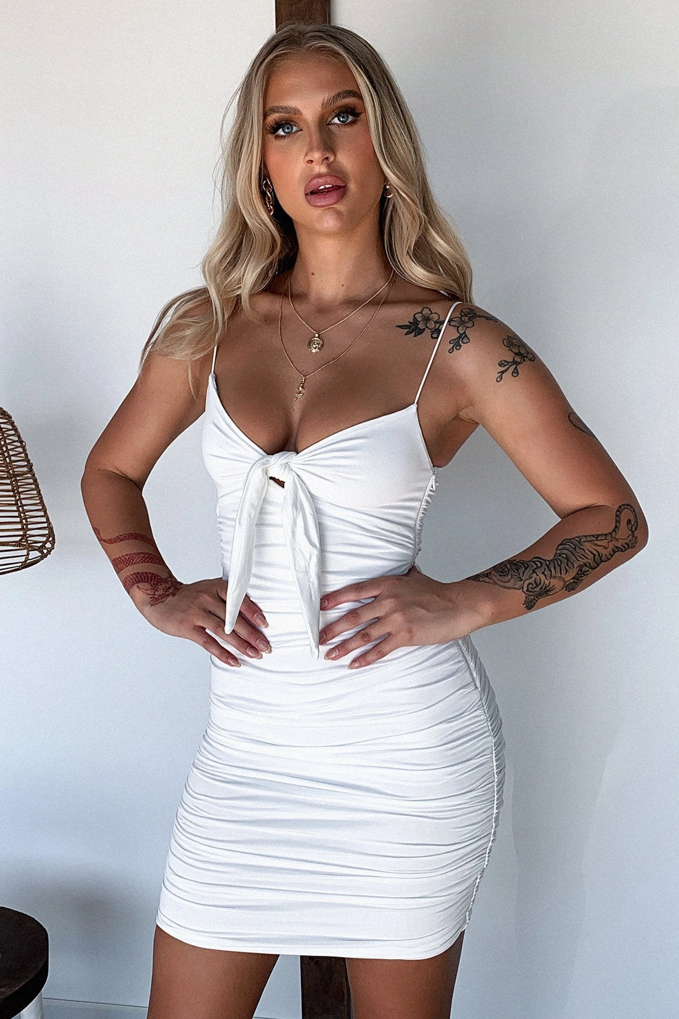 Aman Dress - White City Rhythm Luxurious Texture