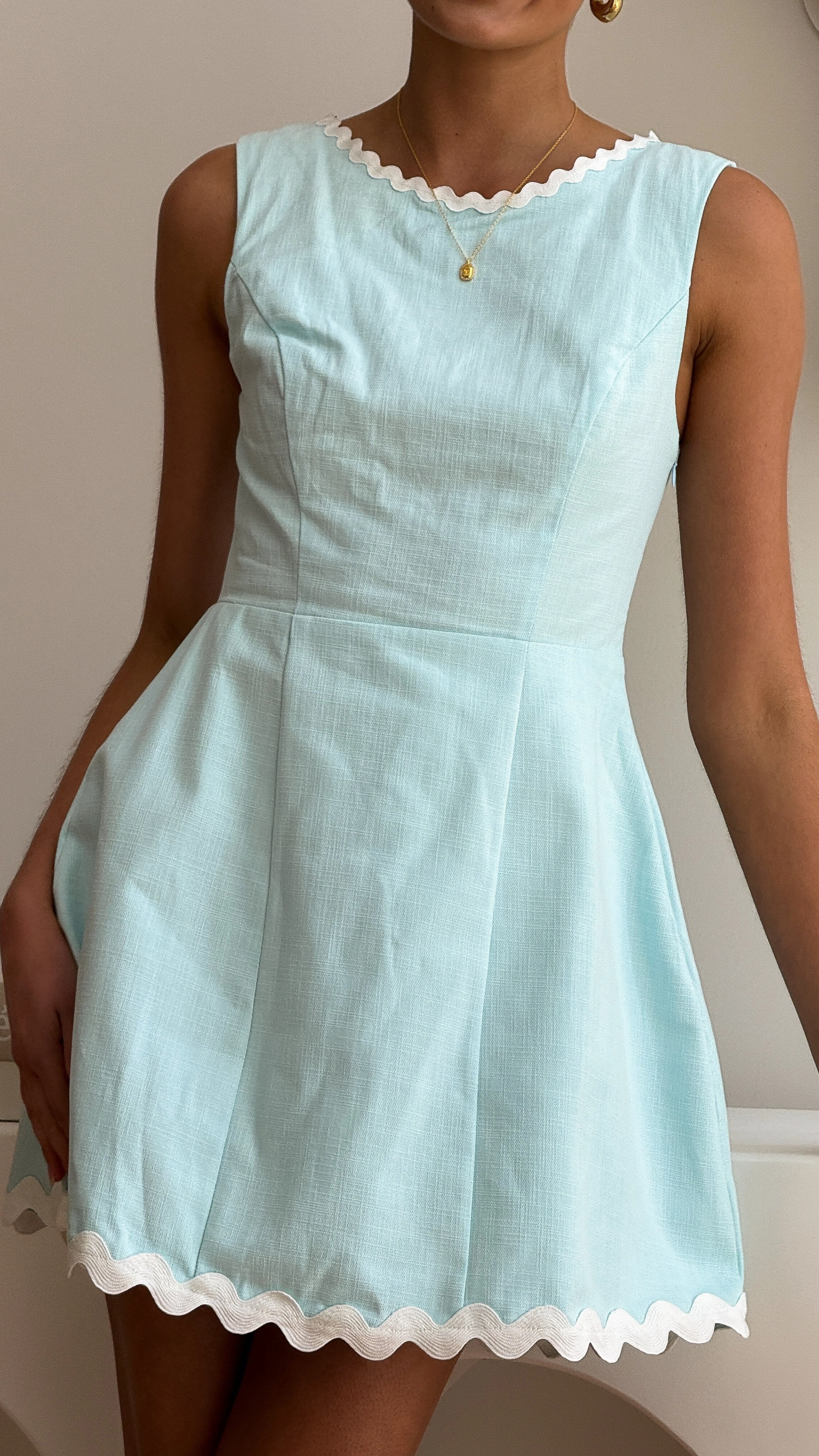Light Weave Dreamy Presence Aceline Mini Dress - Blue/White