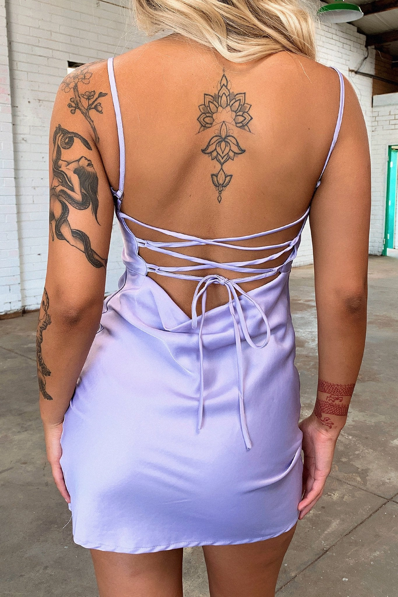 Addison Satin Mini Dress - Lilac Elegant Silhouette