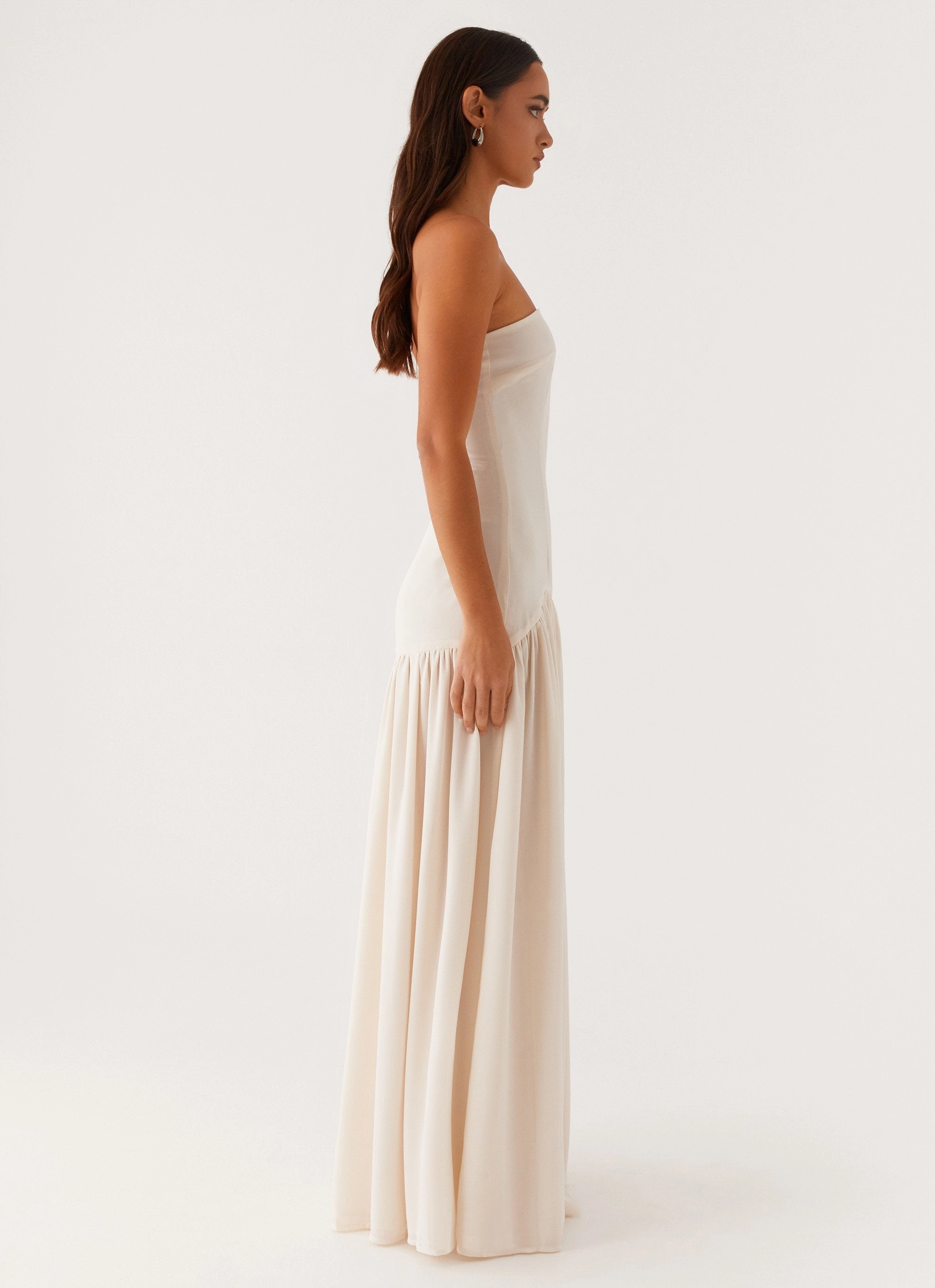 Eden Strapless Maxi Dress - Ivory Sleek Drape