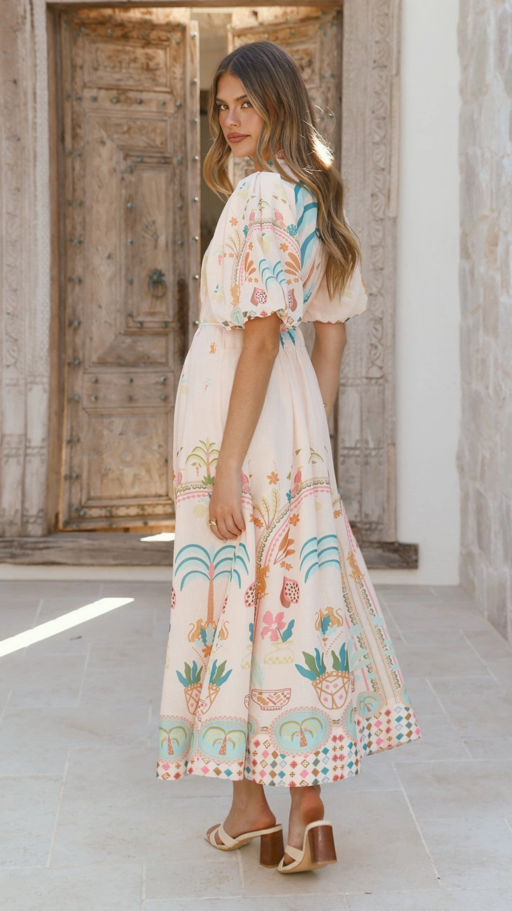 Floral-Pattern Tamsin Midi Dress - Acacia Palm