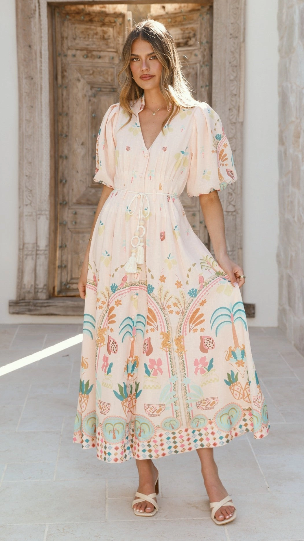 AdjustableStraps Tamsin Midi Dress - Acacia Palm
