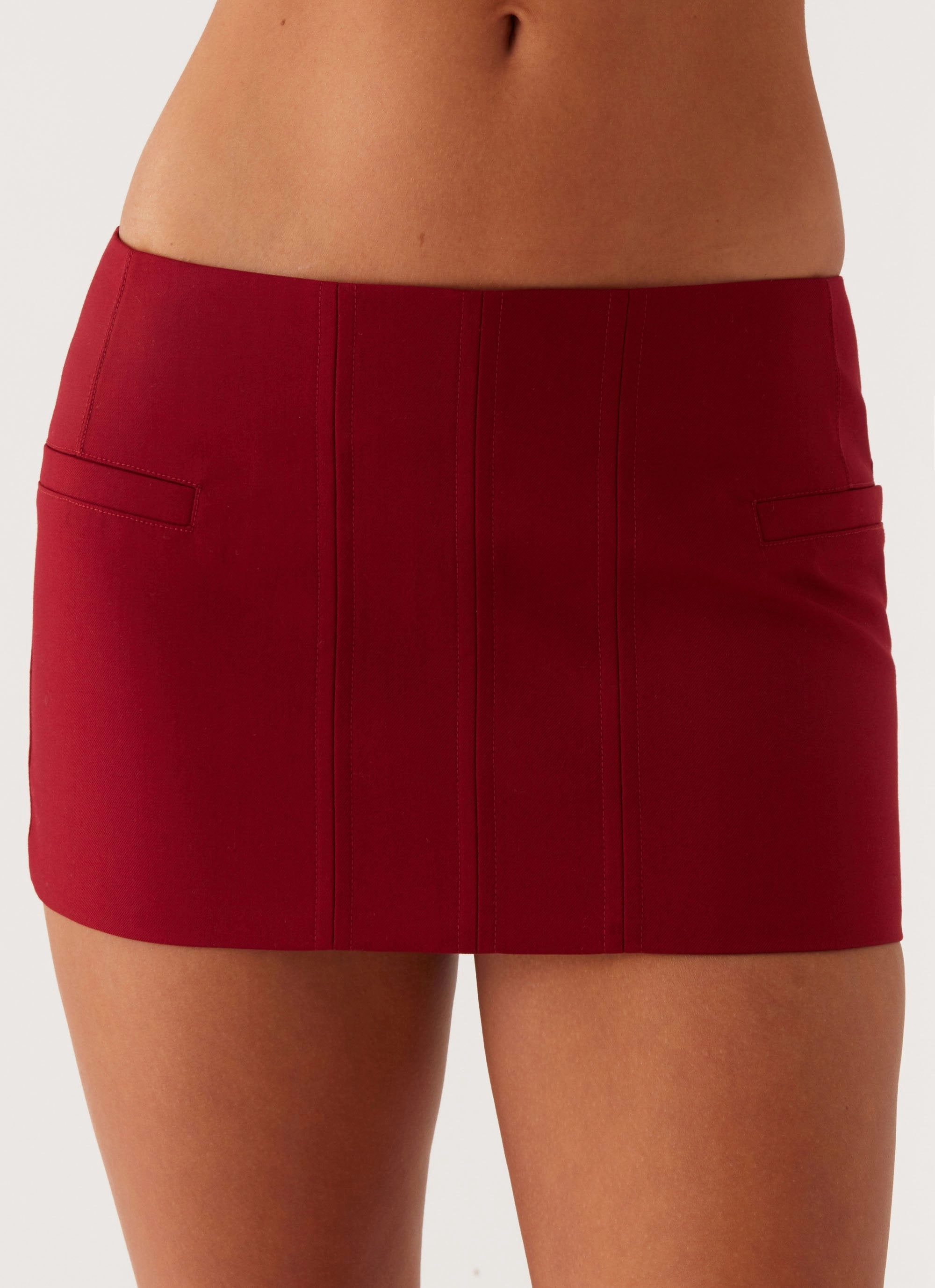 Armelle Micro Mini Skirt - Maroon Quick Fit