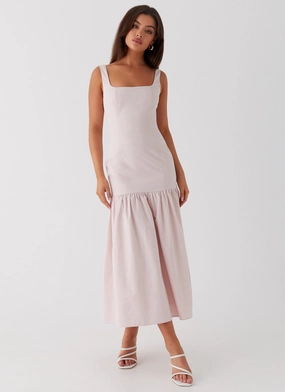 Flattering Waist Design Fit Ladylike Midi Dress - Pink