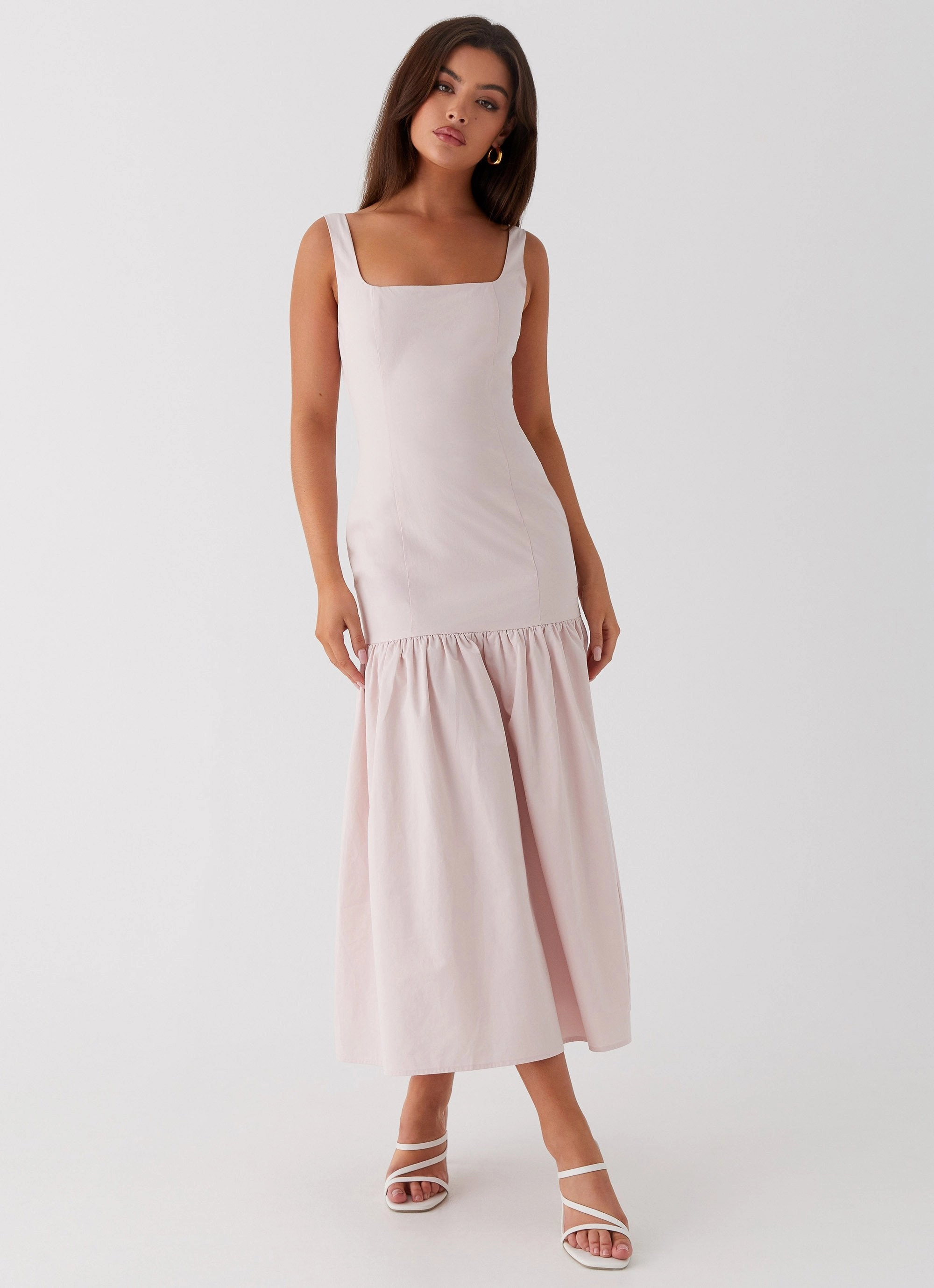 Flattering Waist Design Fit Ladylike Midi Dress - Pink