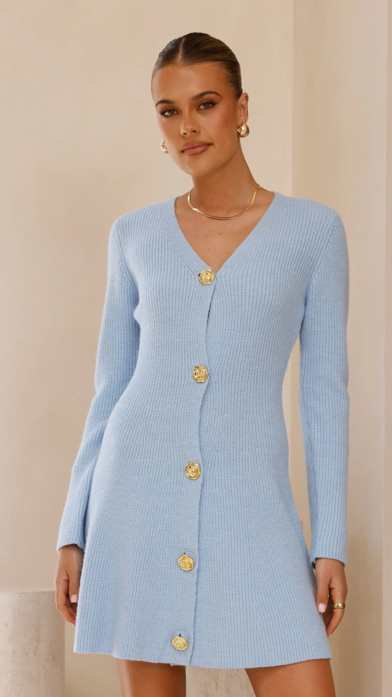 City Casual Catarina Long Sleeve Mini Dress - Blue