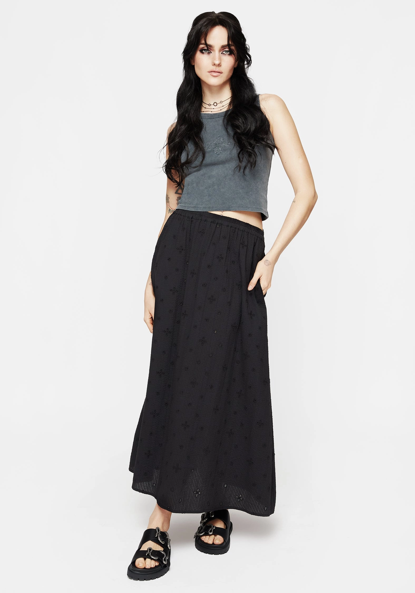 Affordable Fashion Sustainable Fabric Crux Broderie Midaxi Skirt