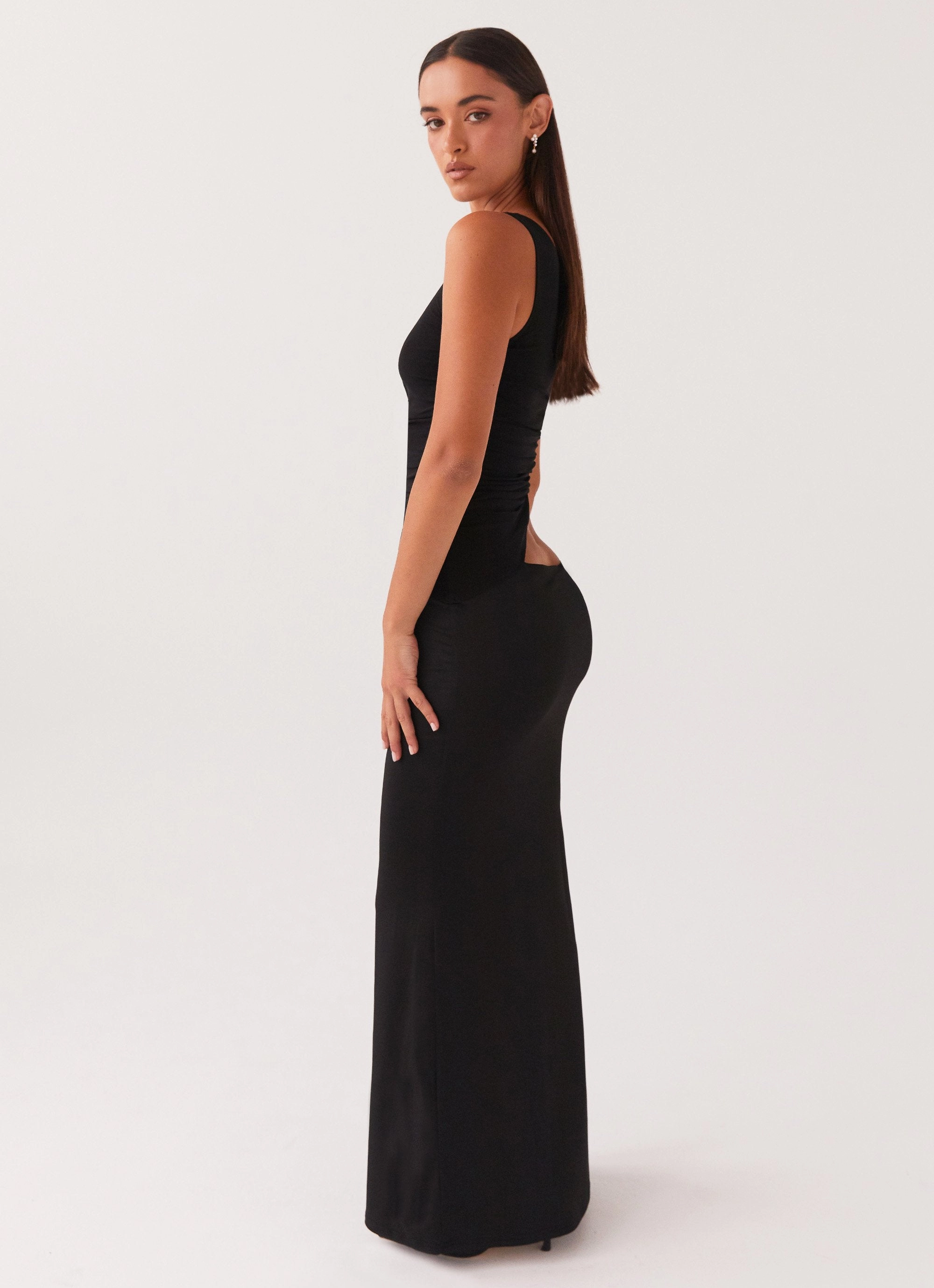 Light Rhythm Seranella One Shoulder Maxi Dress - Black