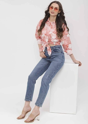 Madame Light Distressed Mid Blue Slim Fit Jeans Premium Quality