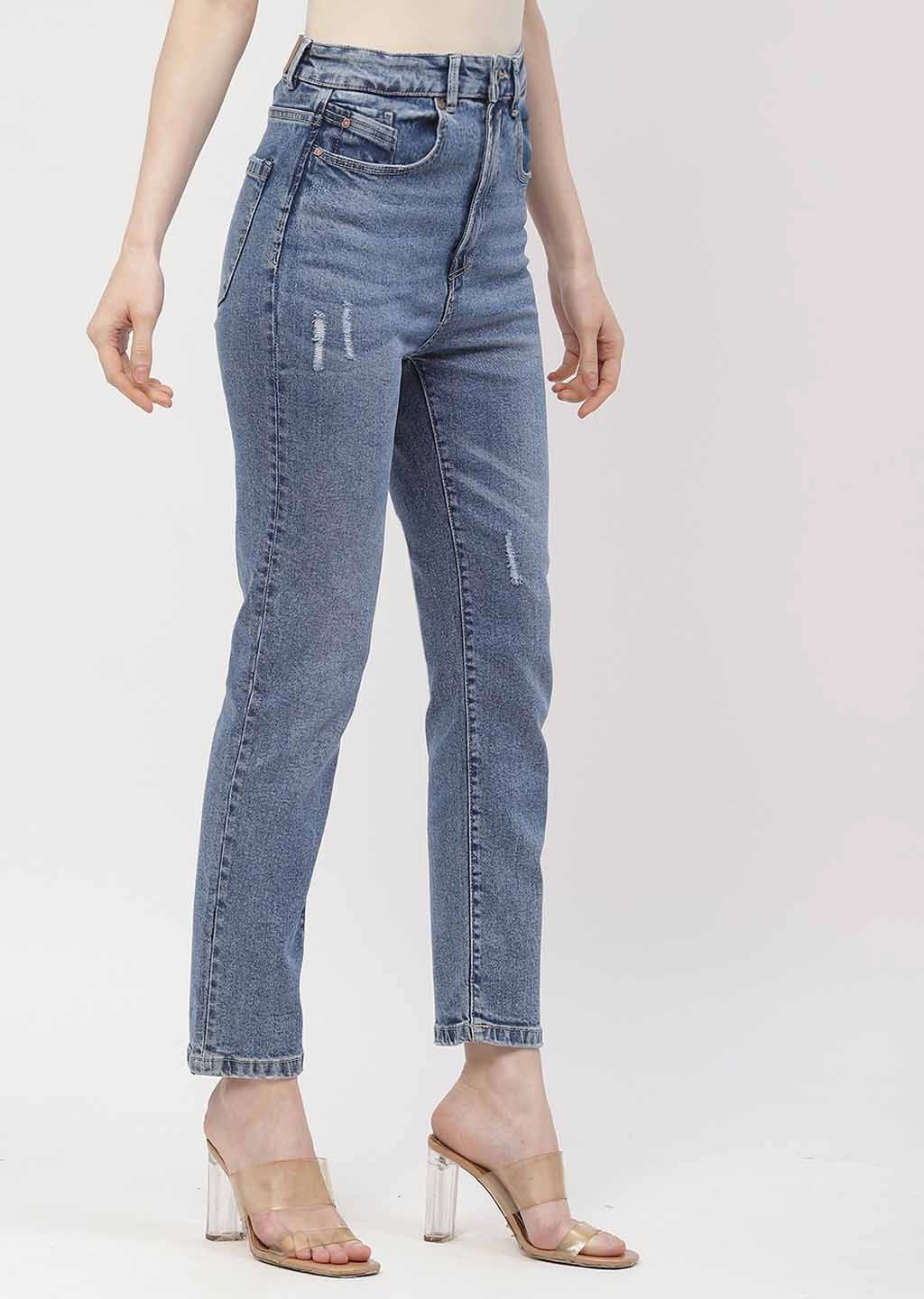 Madame Light Distressed Mid Blue Slim Fit Jeans slim fit