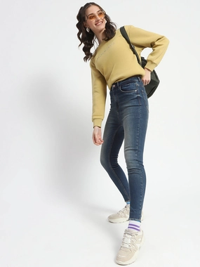 Madame Whiskered Stone Wash Green Tinted Cotton Denim Layer game