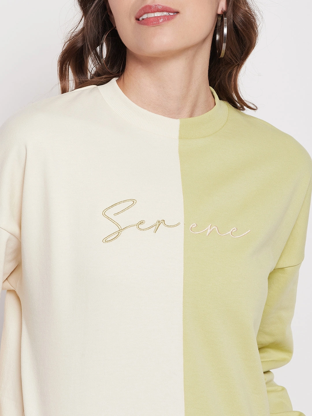 Madame Lime Green Color Block Sweatshirt Machine washable