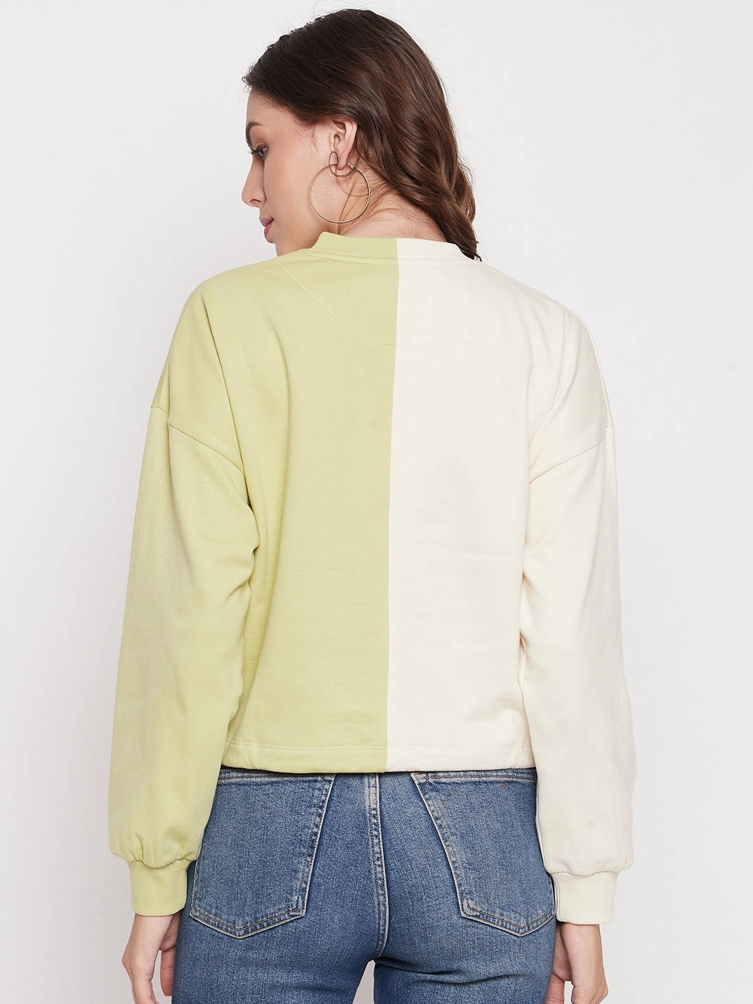 Floral Print product houndstooth sophistication Madame Lime Green Color Block Sweatshirt