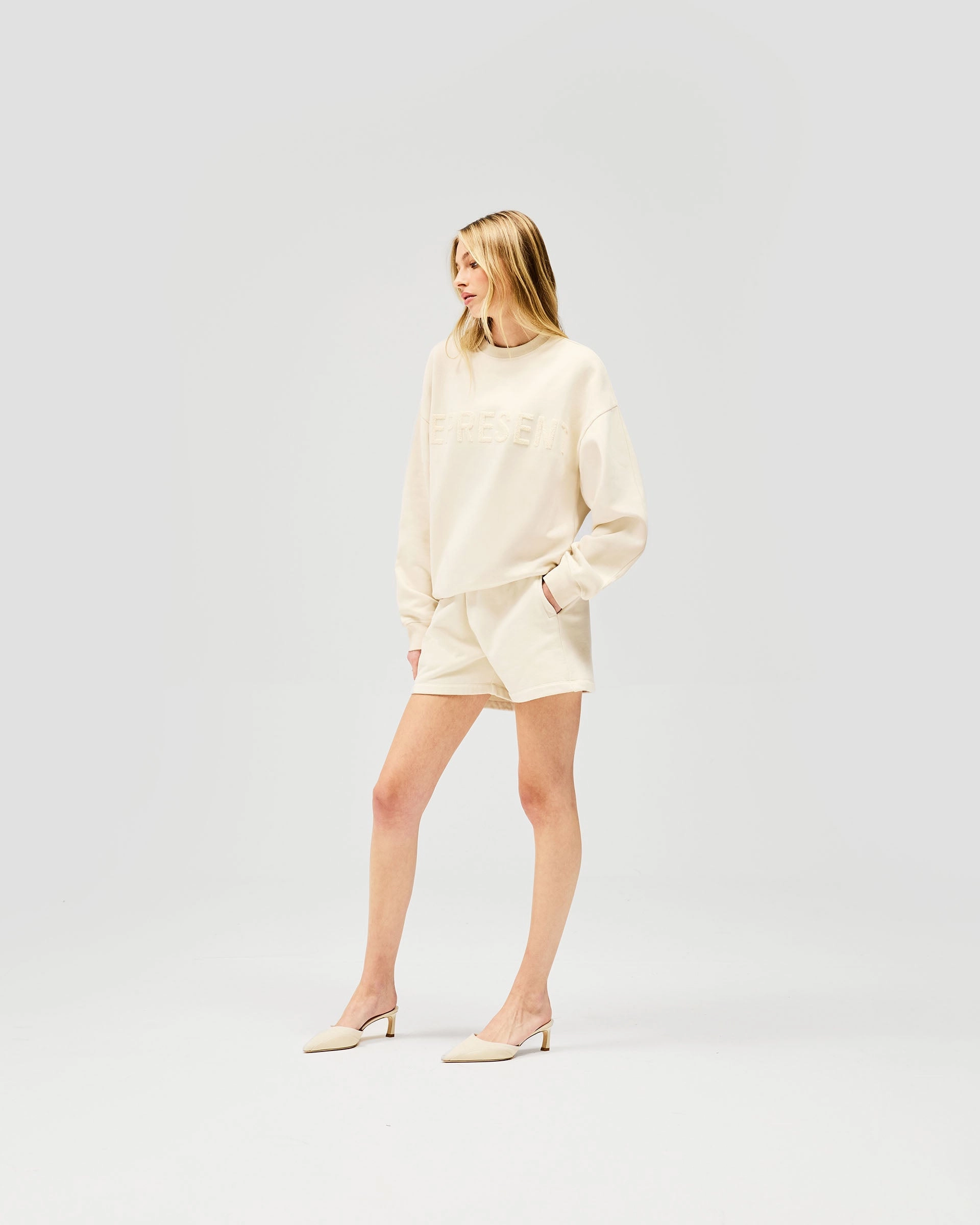 Wide Leg Silhouette Owners Club Short - Oat Milk