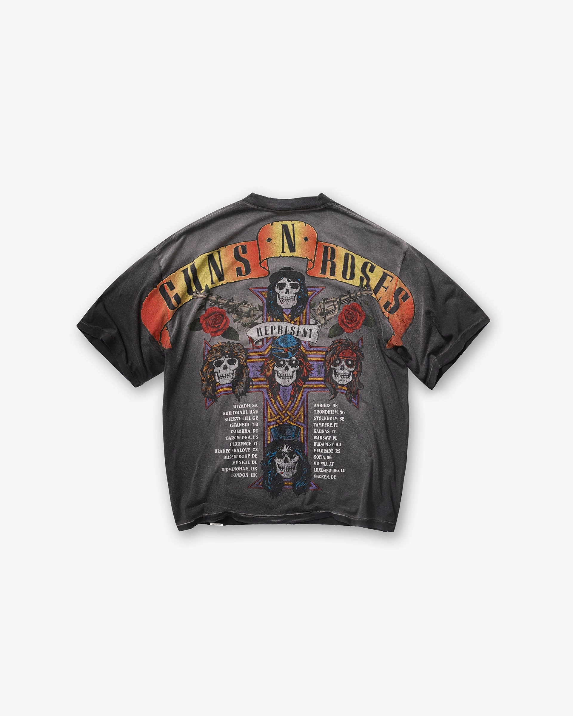 Ultra Soft Finish Represent X Guns N' Roses Tour T-Shirt - Stained Black