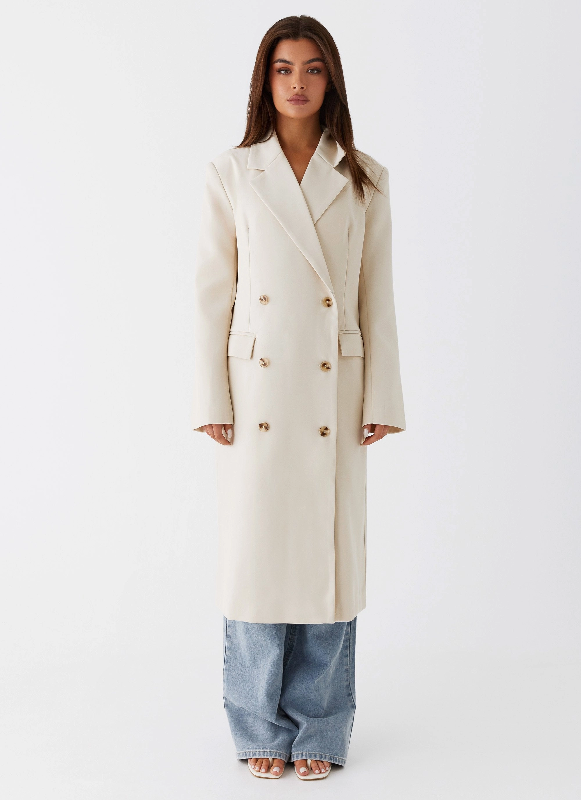 Weather Adaptive Ventilation Dalia Double Breasted Blazer Coat - Beige
